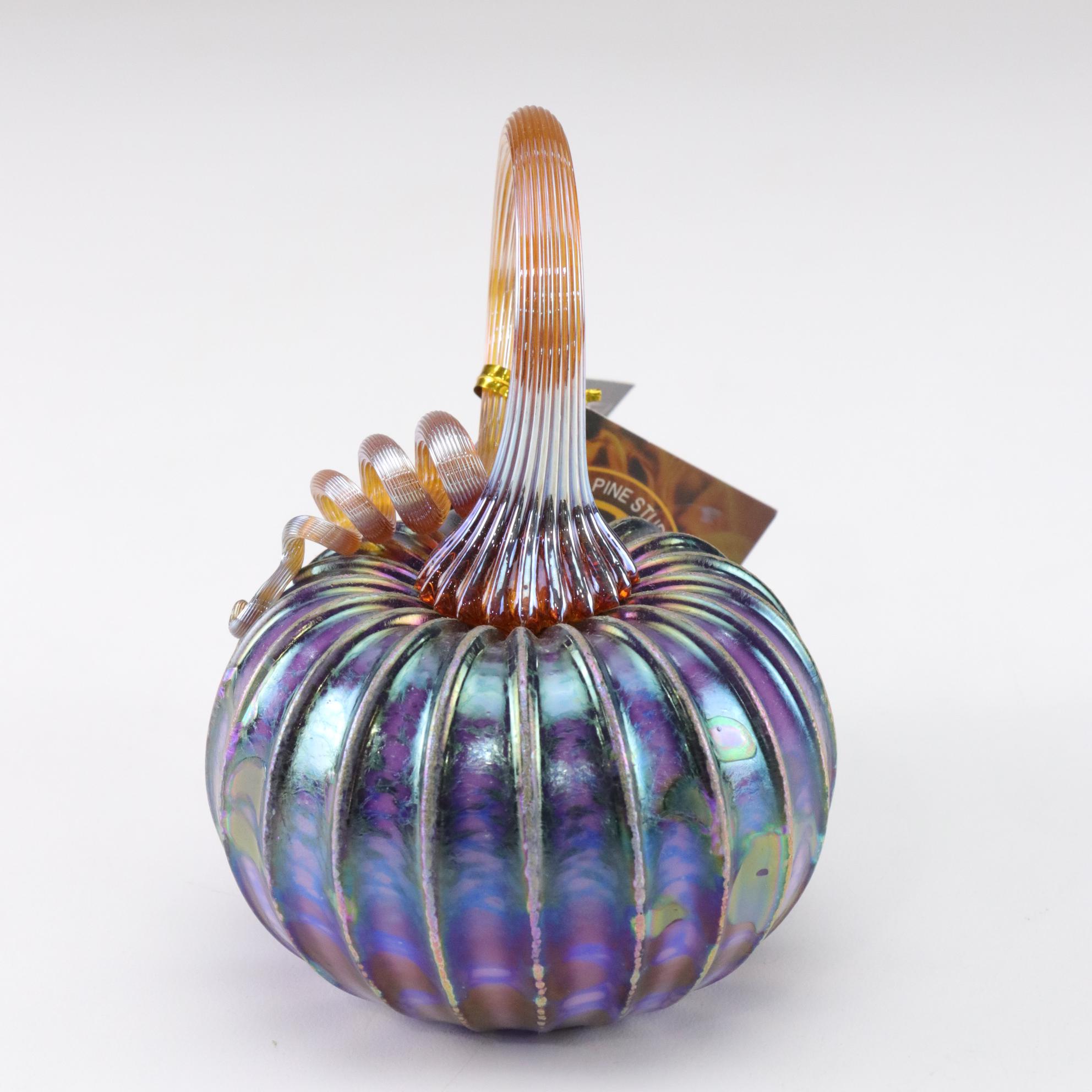 Jack Pine Signed Blown Glass Pumpkin, 2024