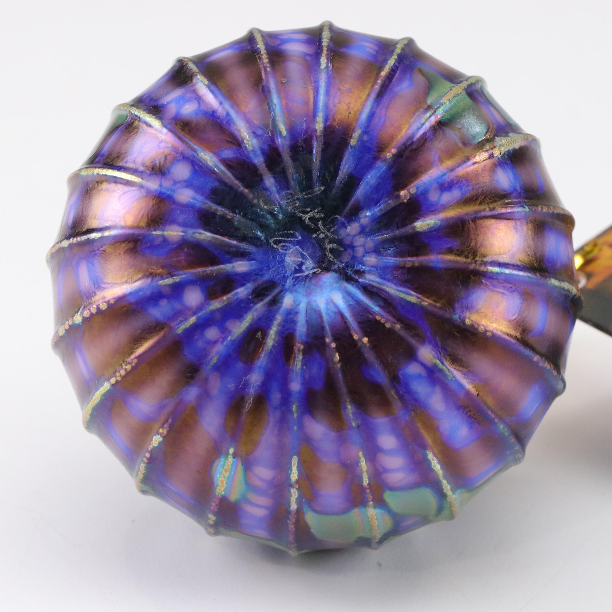 Jack Pine Signed Blown Glass Pumpkin, 2024