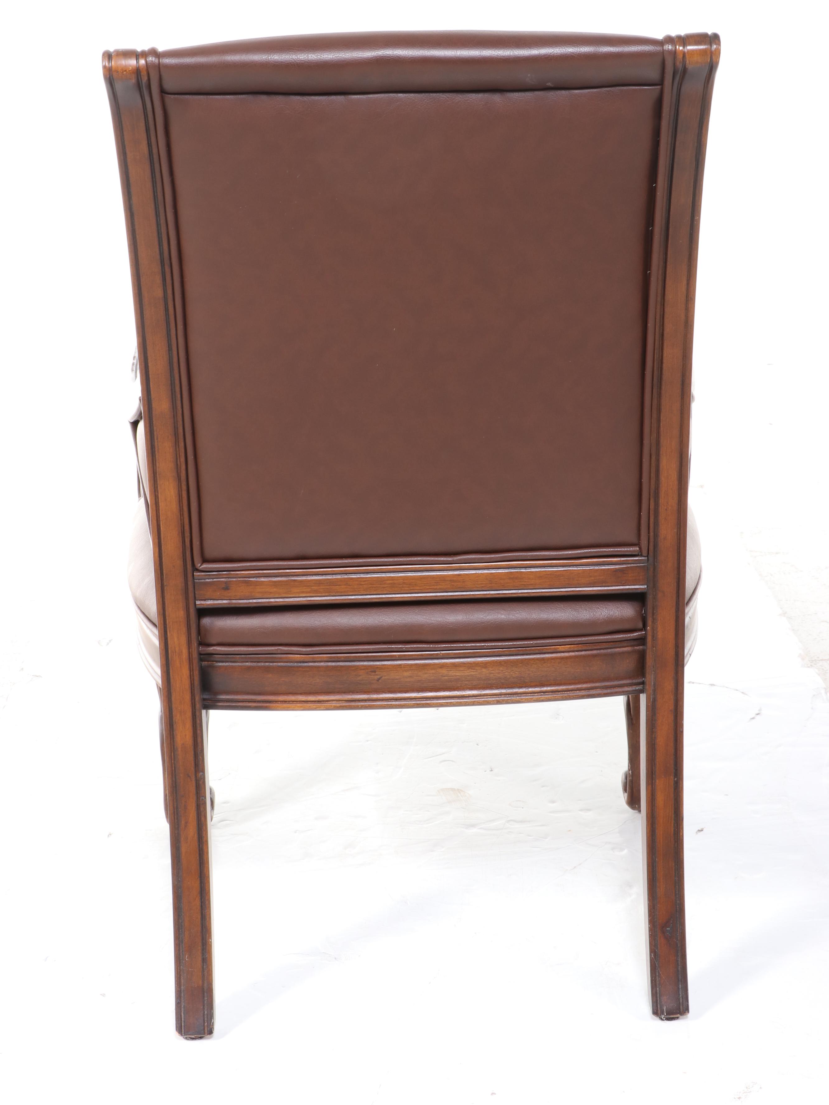 Hooker Furniture "Seven Seas" Hardwood Bureau Plat and Faux-Leather Armchair