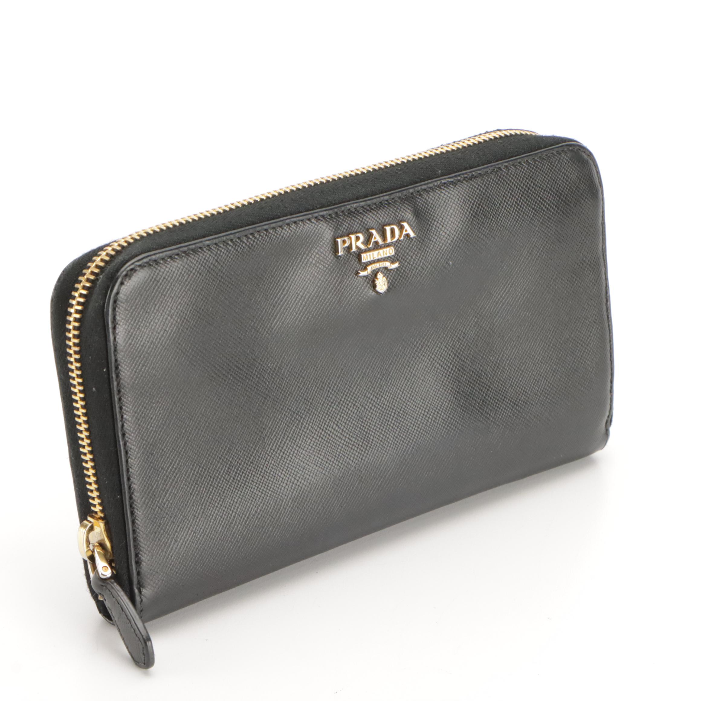 Prada Zip-Around Wallet 1M0506 in Nero Saffiano Leather