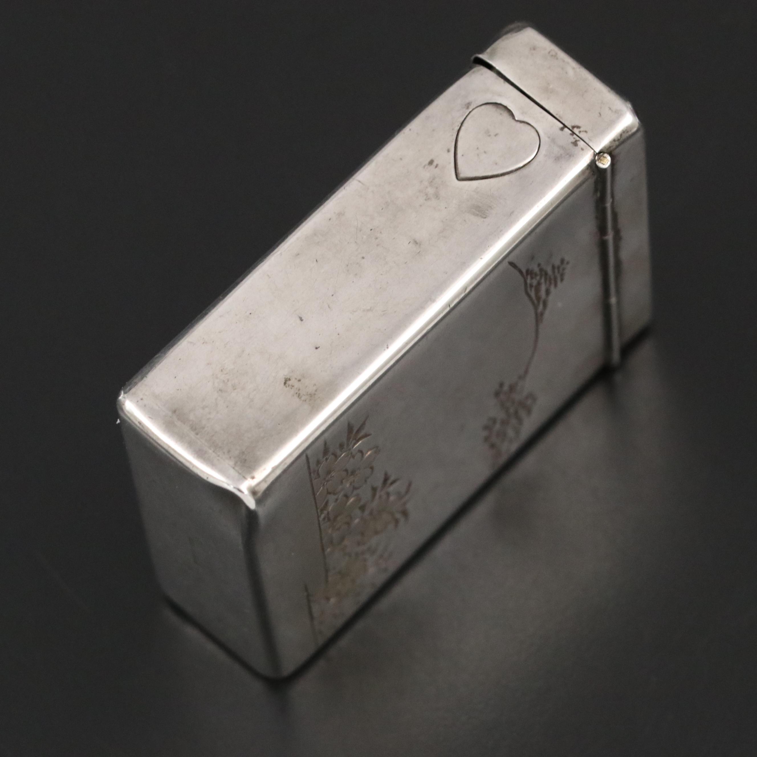 Gilt Sterling Silver Cigarette Case with Engraved Pagoda Scene