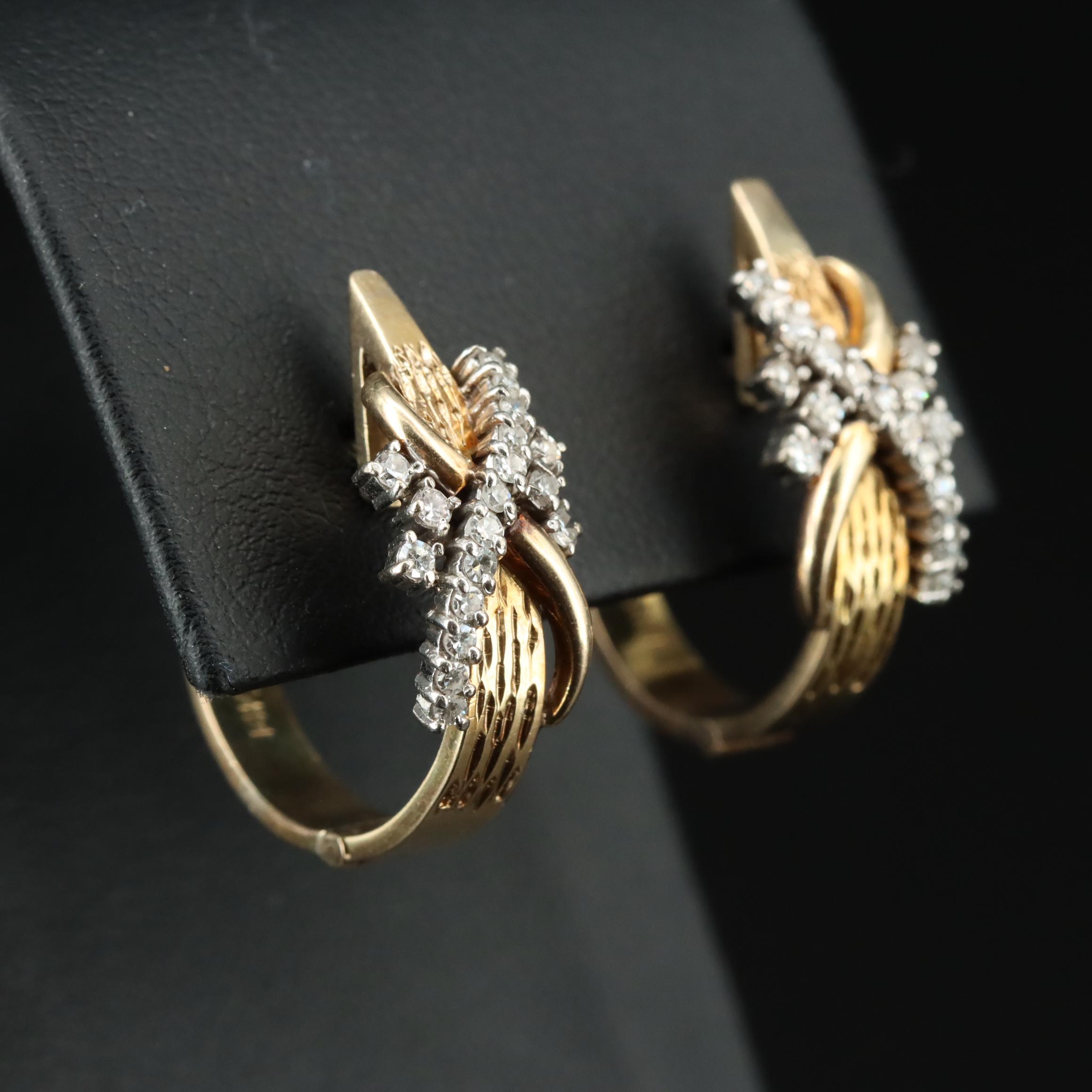 14K 0.42 CTW Diamond Hoops