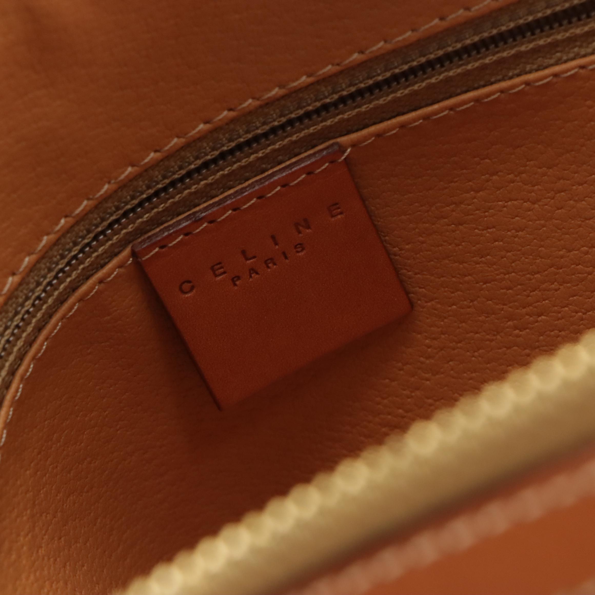 Celine Boston Bag in Brown Macadam Canvas and Leather