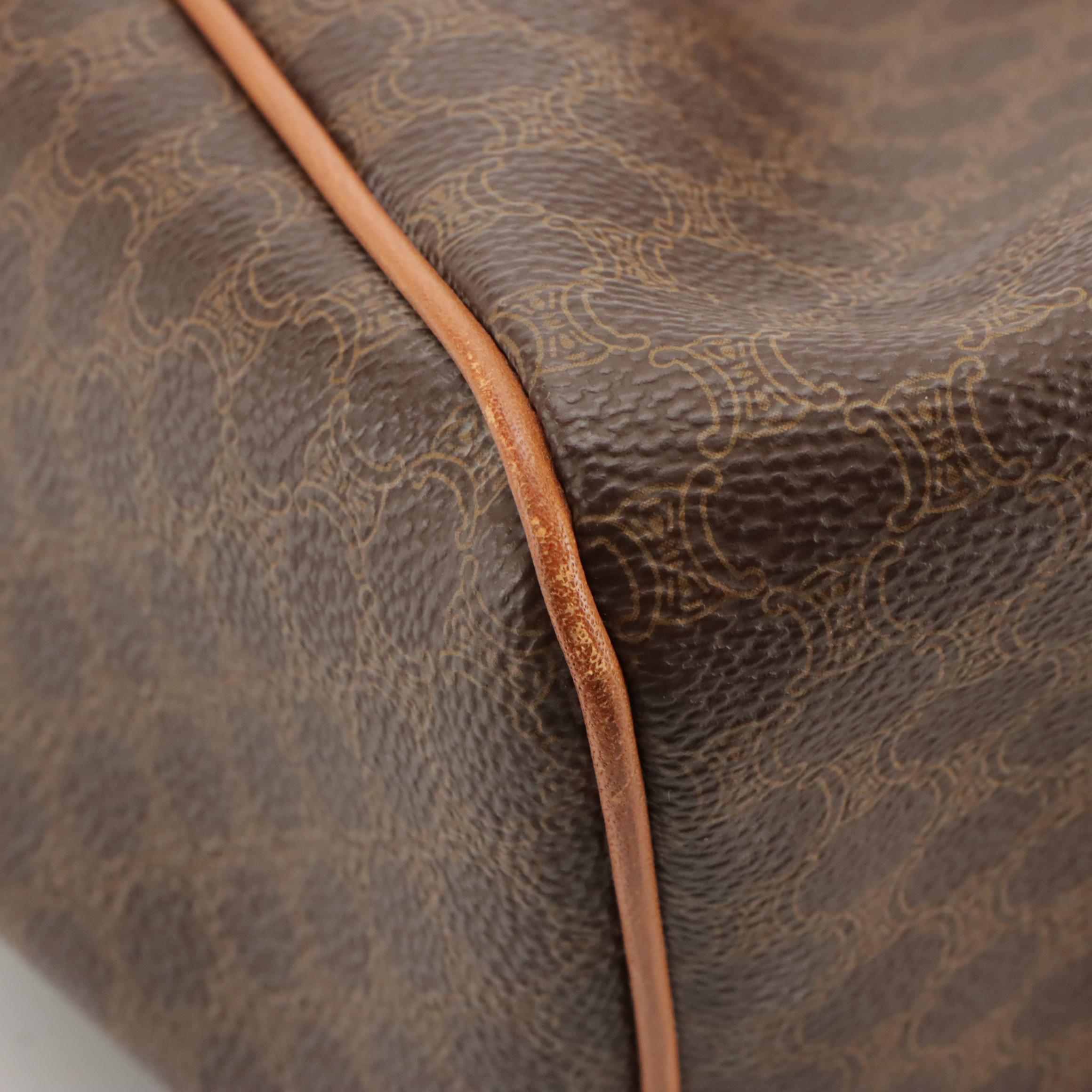 Celine Boston Bag in Brown Macadam Canvas and Leather