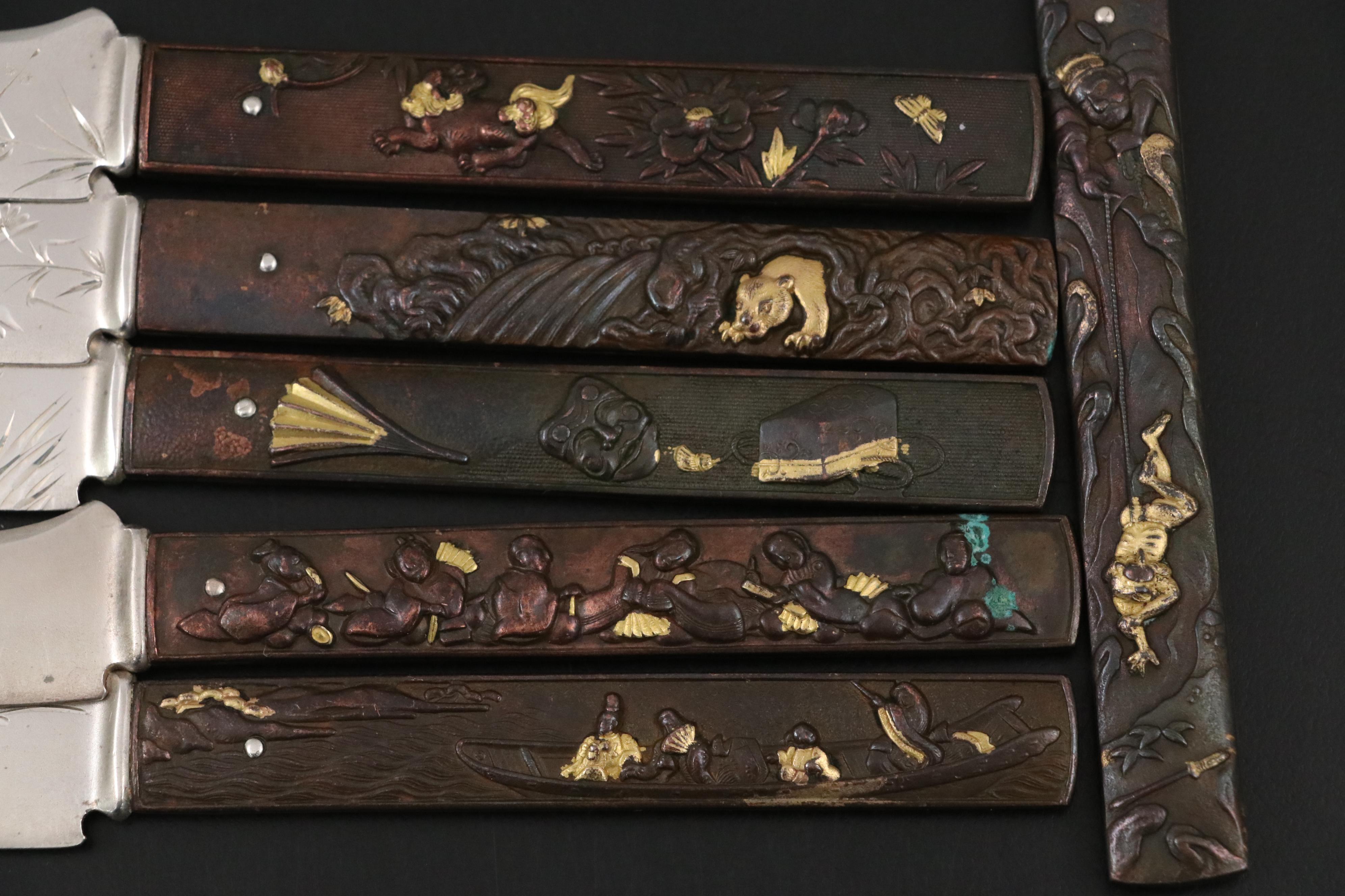 Aesthetic Style Gorham "No. 5" Mixed Metal Sterling Bladed Fruit Knives