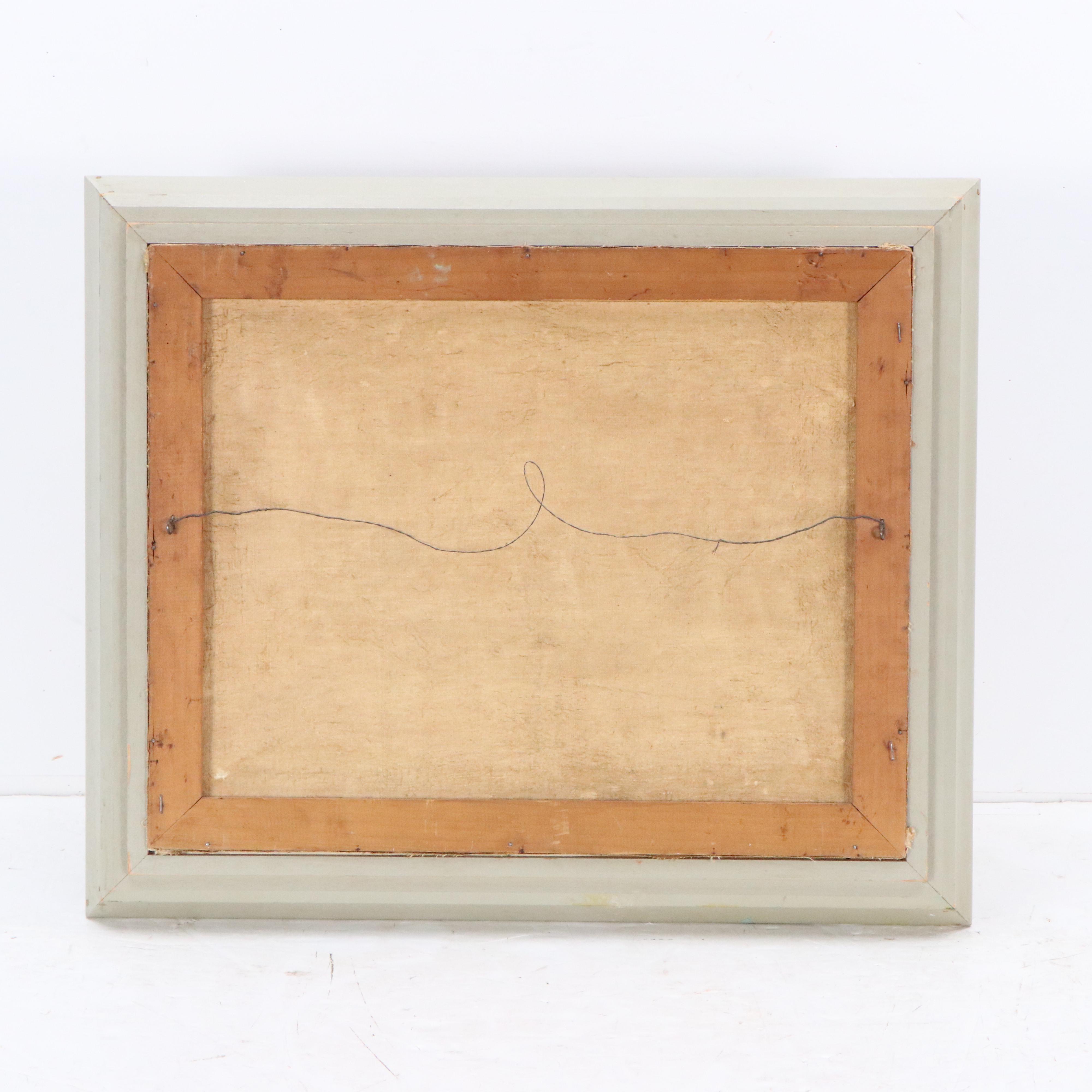 Oil Painting of Winter Mountain Farm Scene, Mid-20th Century