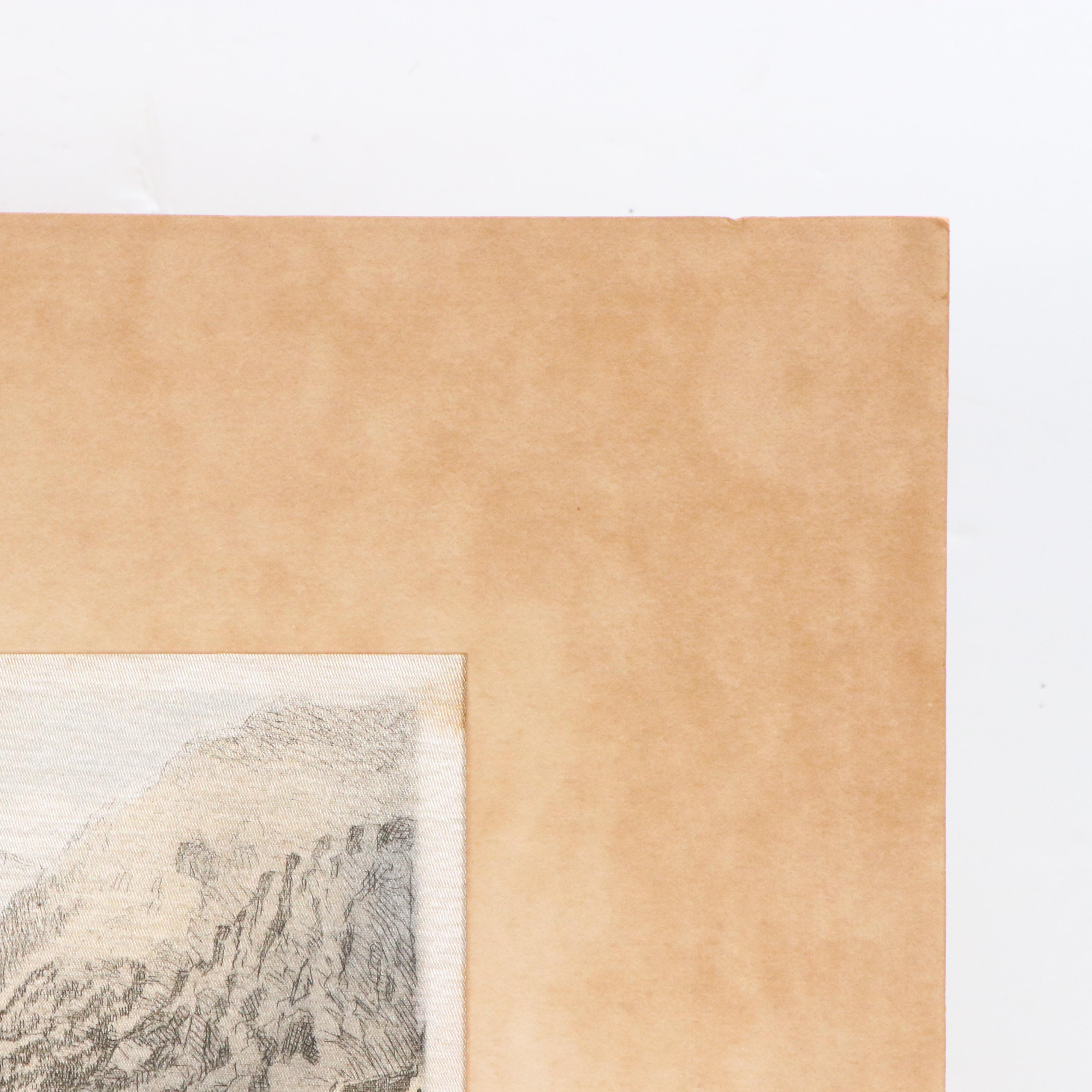 Hans Leisch Colored Etching of Alpine Mountain Pass, Mid-20th Century