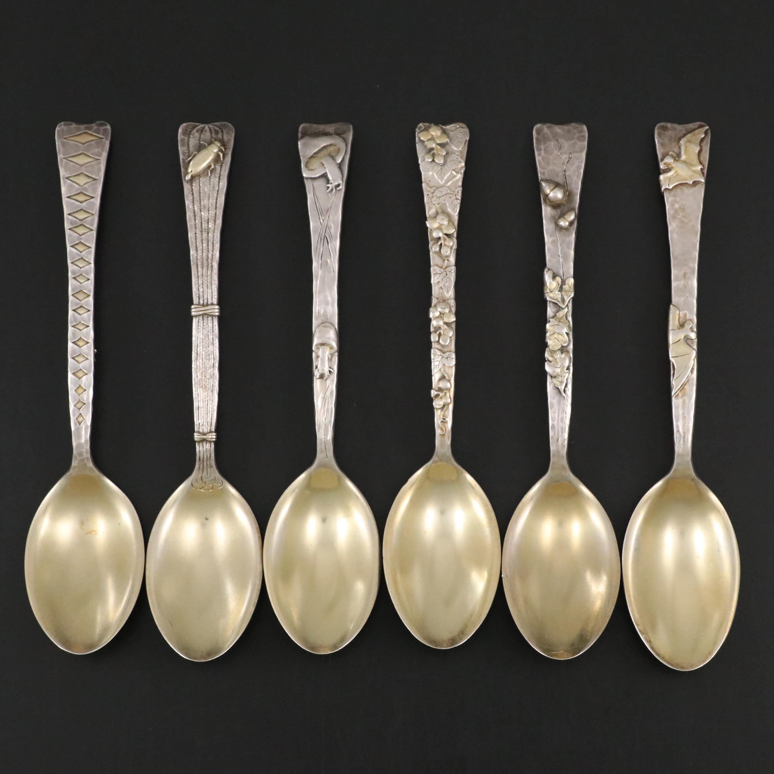 Aesthetic Style Tiffany & Co. "Lap-Over-Edge Applied" Sterling Teaspoons, c.1880