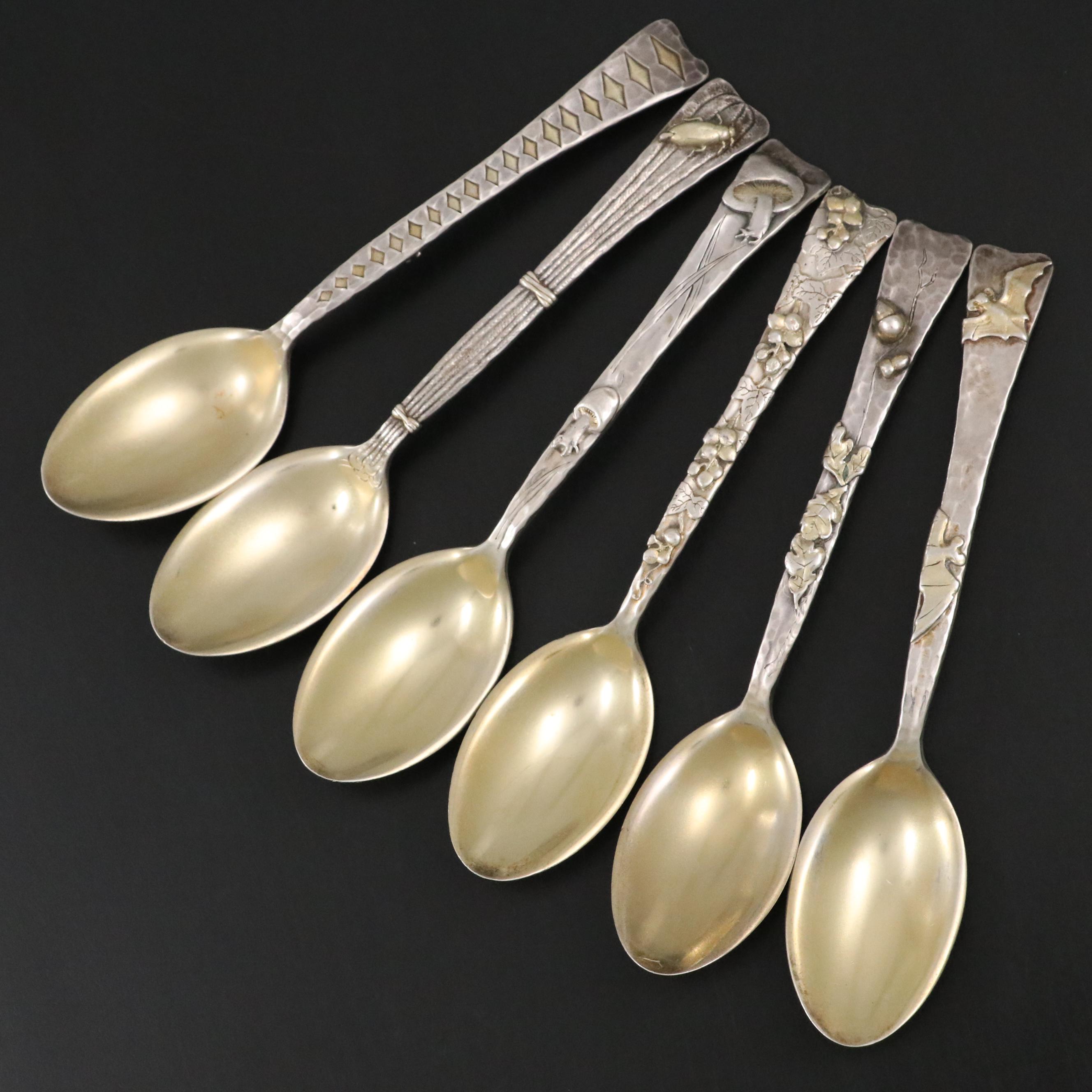 Aesthetic Style Tiffany & Co. "Lap-Over-Edge Applied" Sterling Teaspoons, c.1880