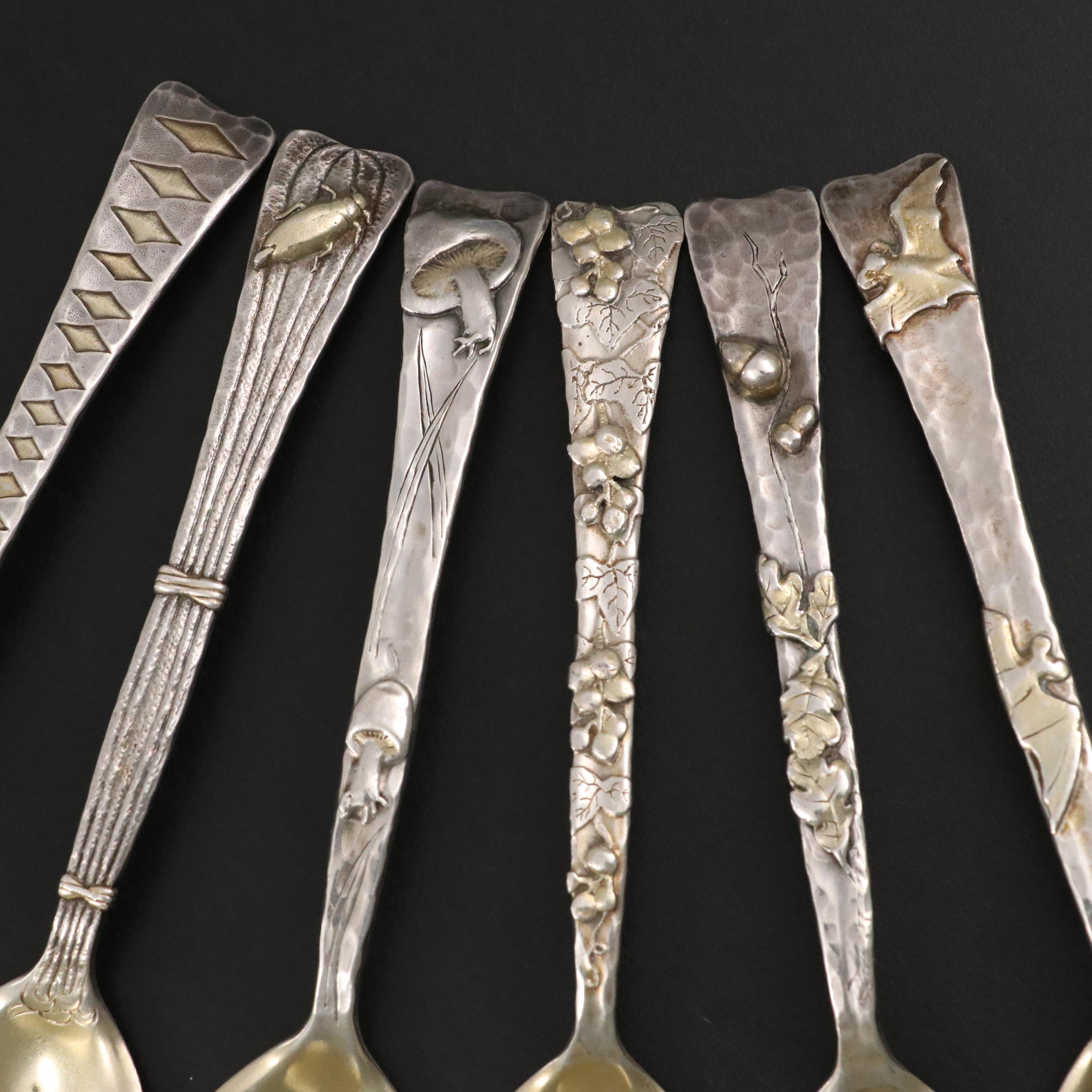 Aesthetic Style Tiffany & Co. "Lap-Over-Edge Applied" Sterling Teaspoons, c.1880