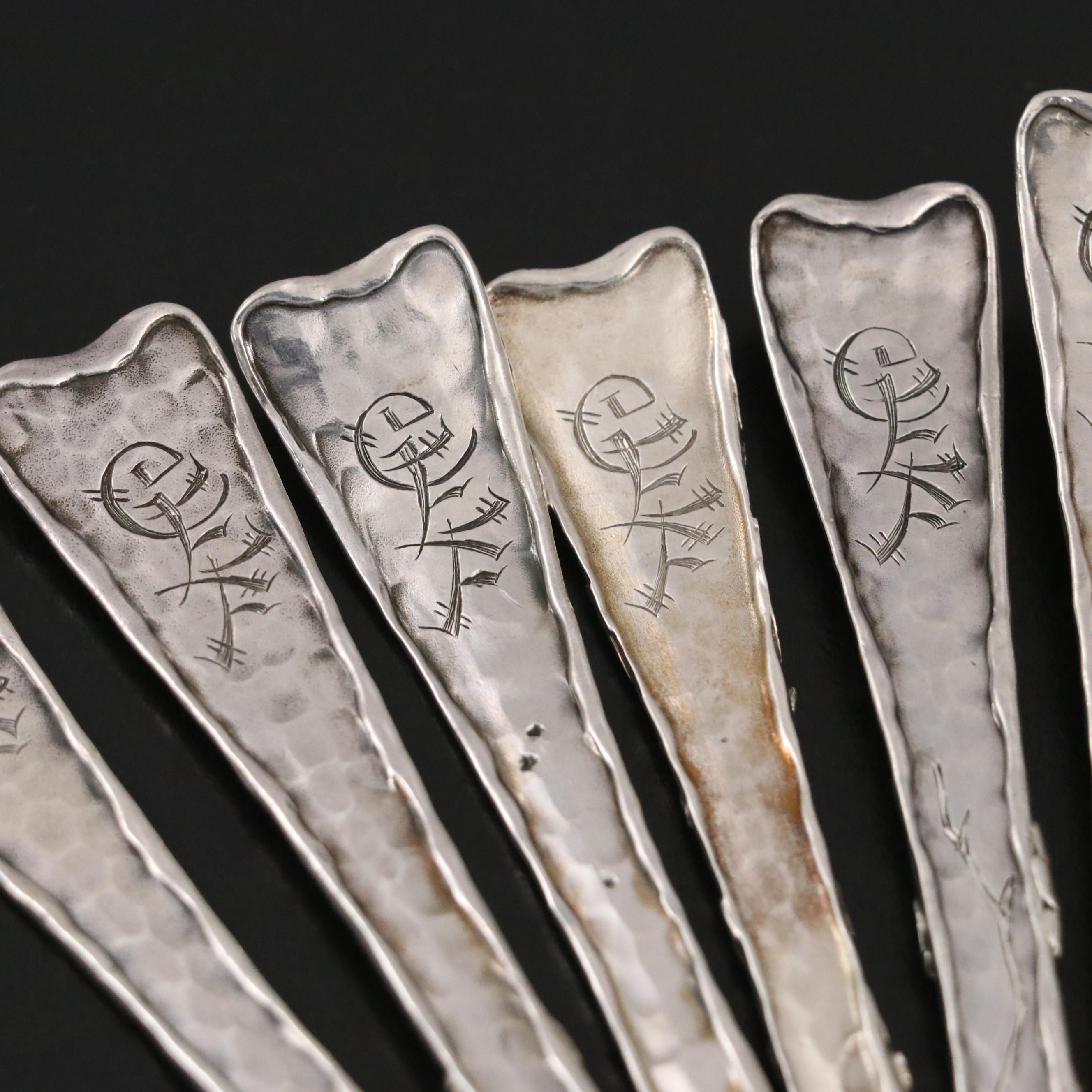Aesthetic Style Tiffany & Co. "Lap-Over-Edge Applied" Sterling Teaspoons, c.1880