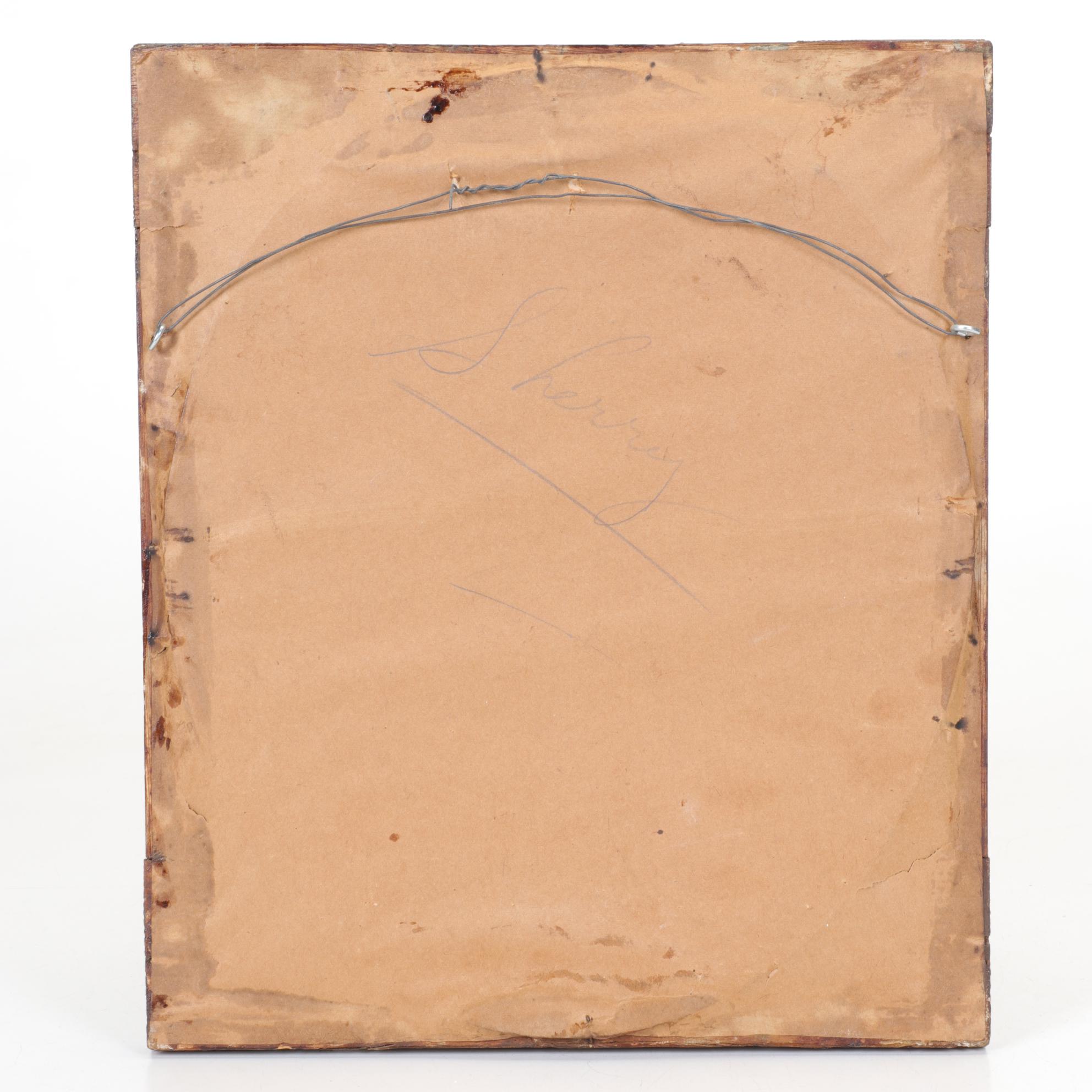 Georgian Black Silkwork Embroidery in Oval Frame, 19th Century