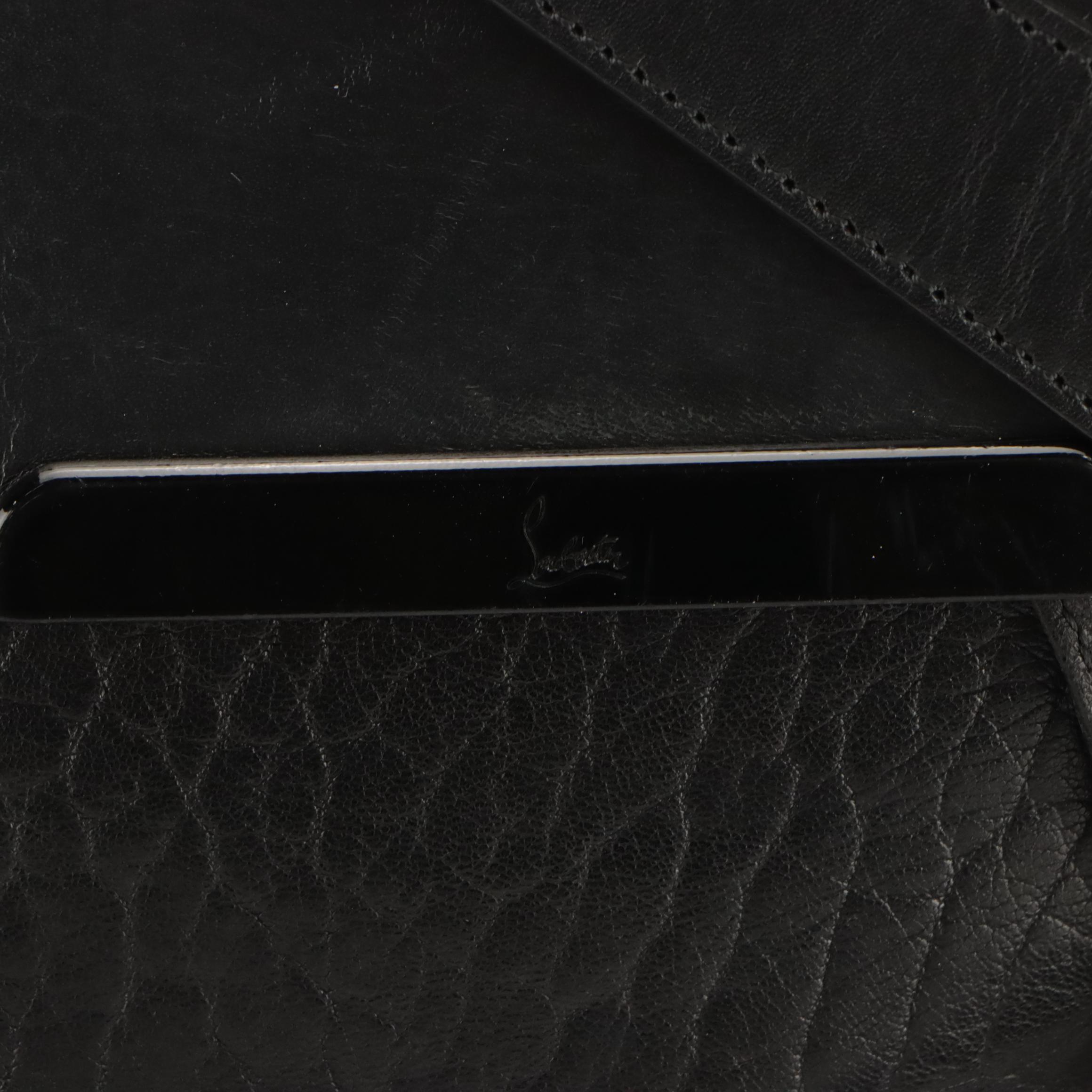 Christian Louboutin Black Leather Fringe Lucky L Bucket Convertible Backpack Bag