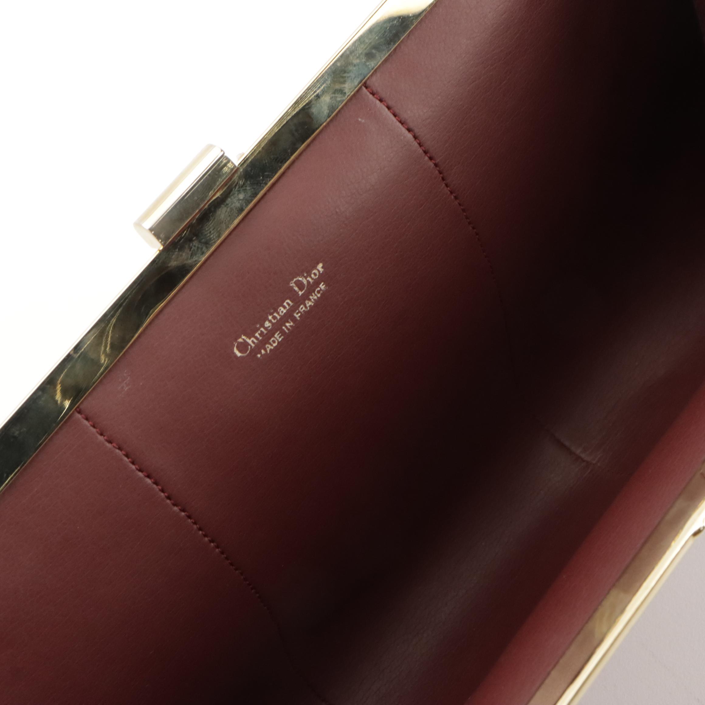 Christian Dior Burgundy Leather and Suede Clutch