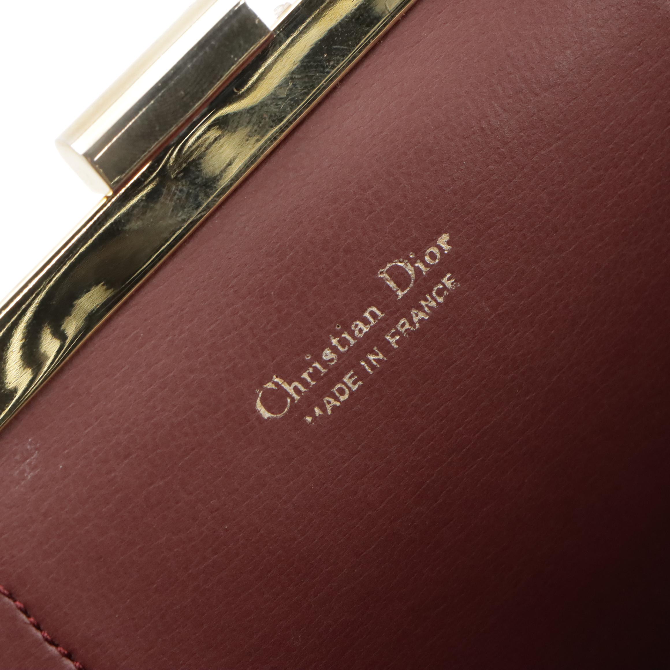 Christian Dior Burgundy Leather and Suede Clutch