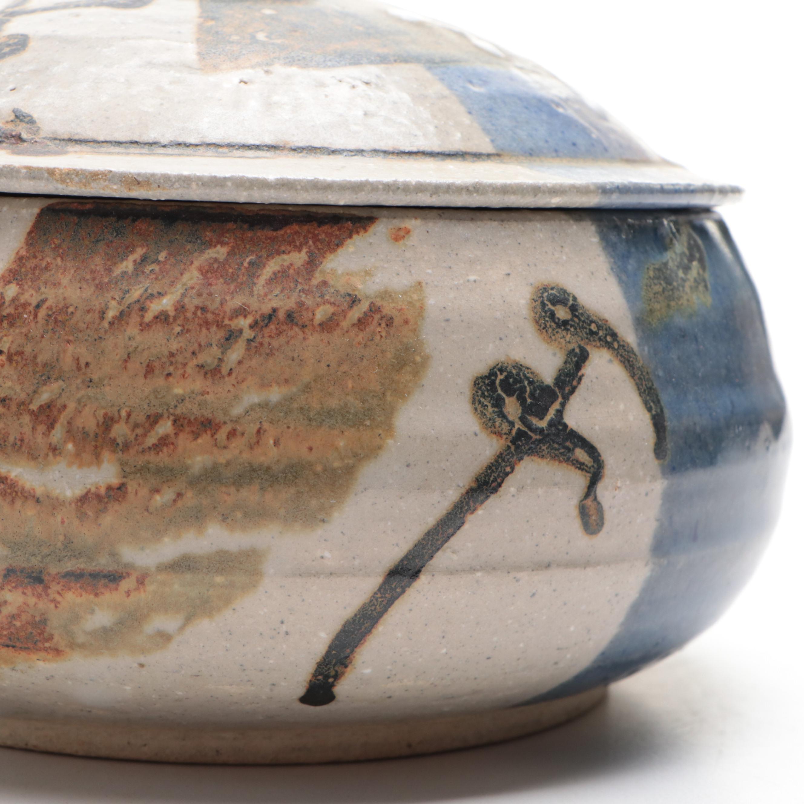 Christopher Bragg Art Pottery Wheel-Thrown Stoneware Lidded Dish