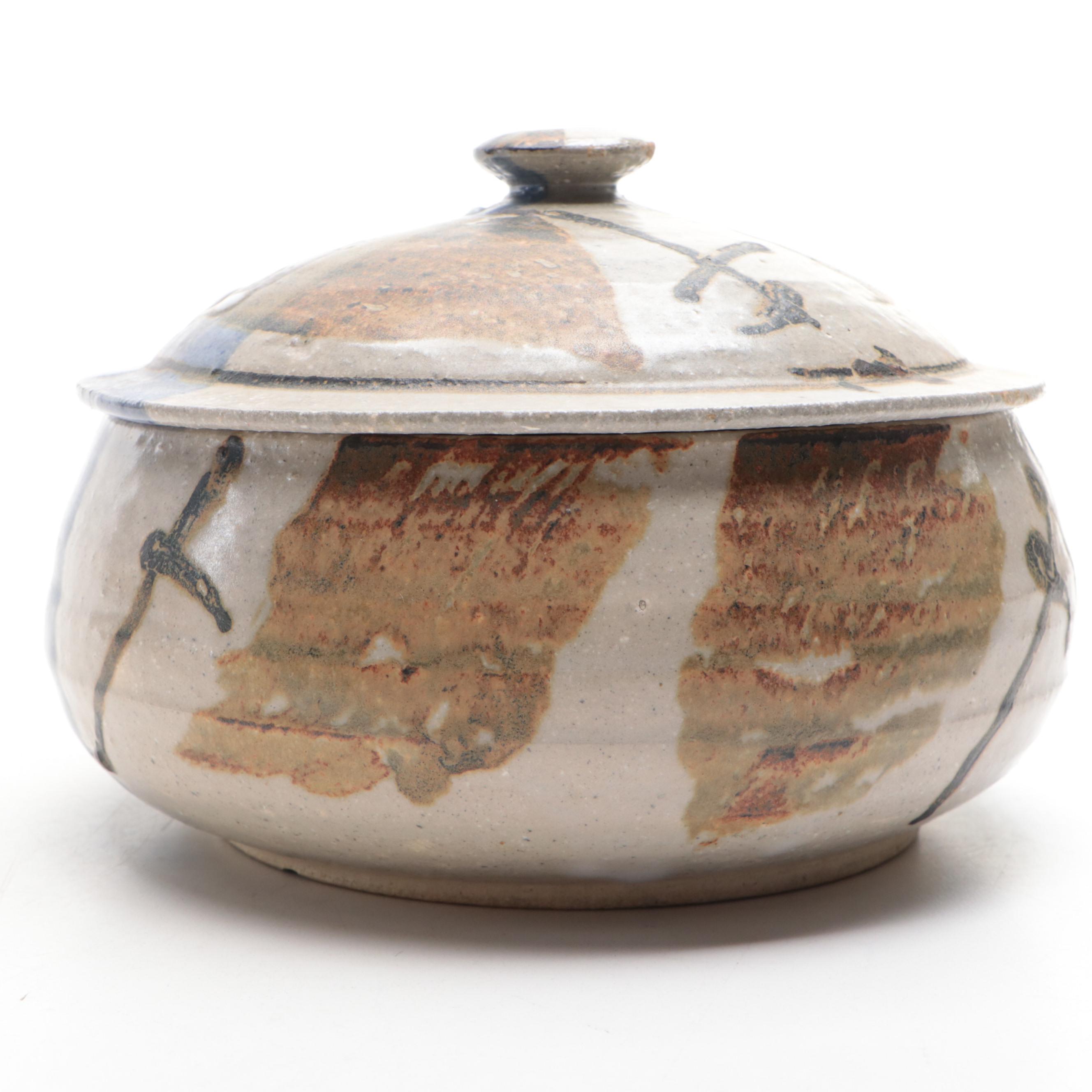 Christopher Bragg Art Pottery Wheel-Thrown Stoneware Lidded Dish