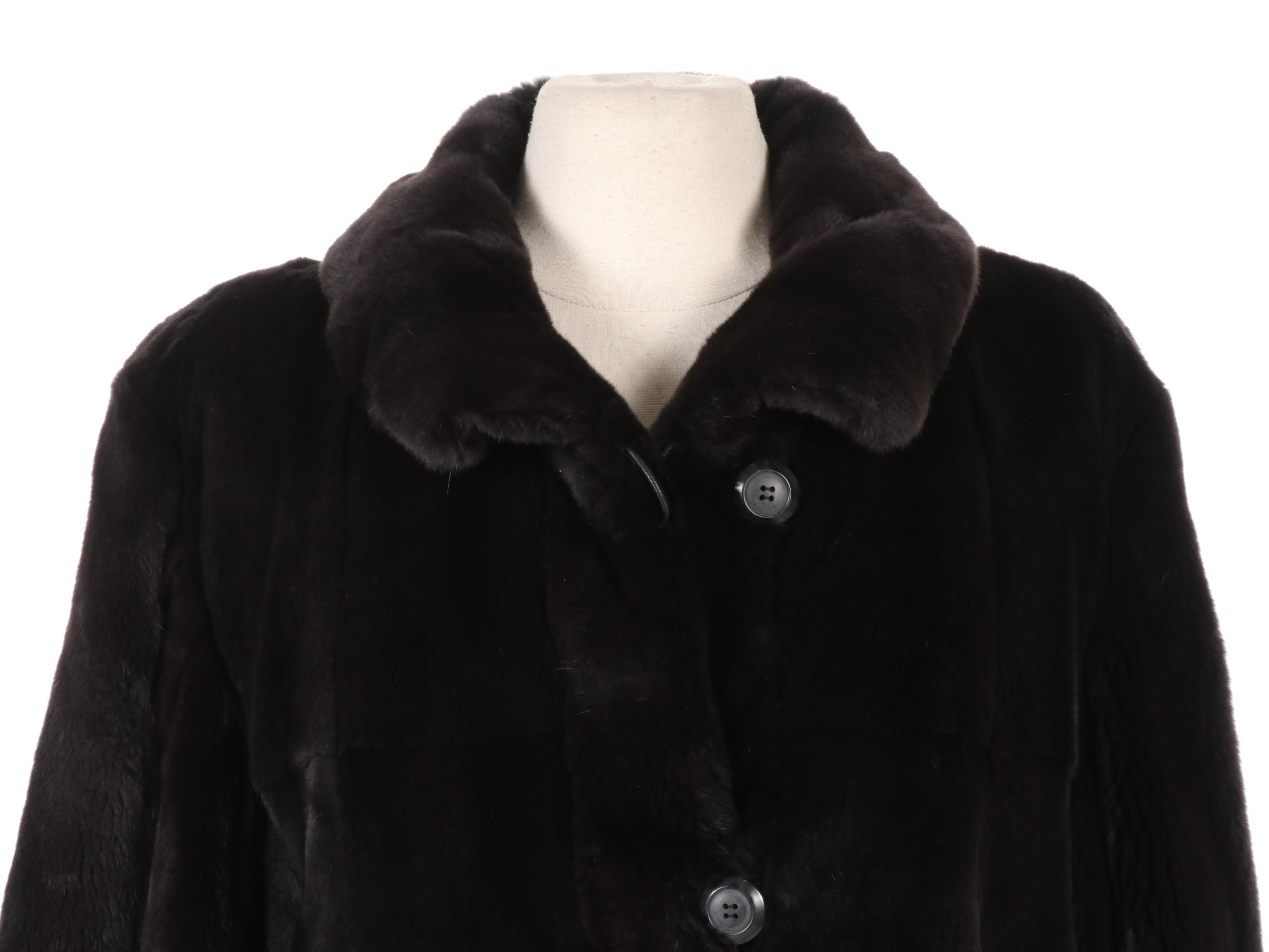 Black Sheared Rabbit Fur Coat