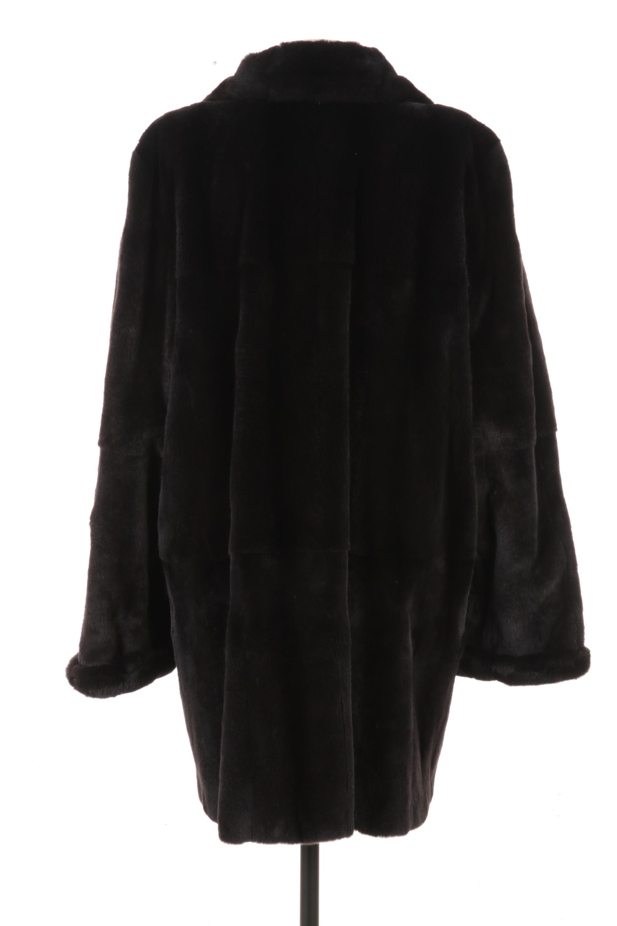 Black Sheared Rabbit Fur Coat