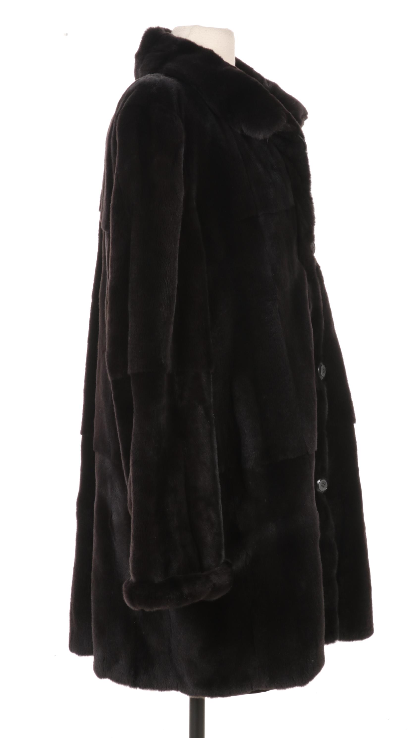 Black Sheared Rabbit Fur Coat