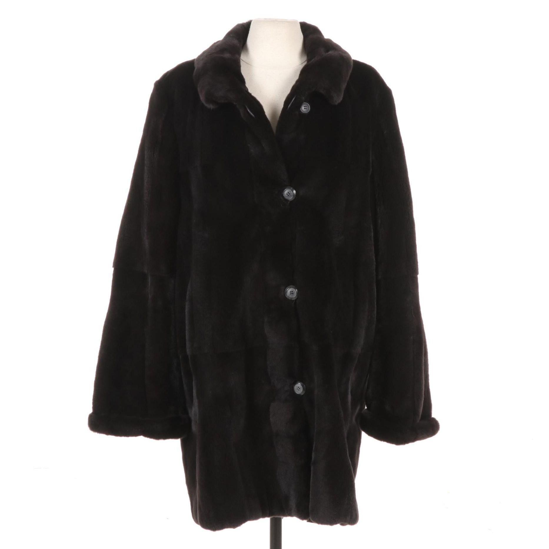 Black Sheared Rabbit Fur Coat