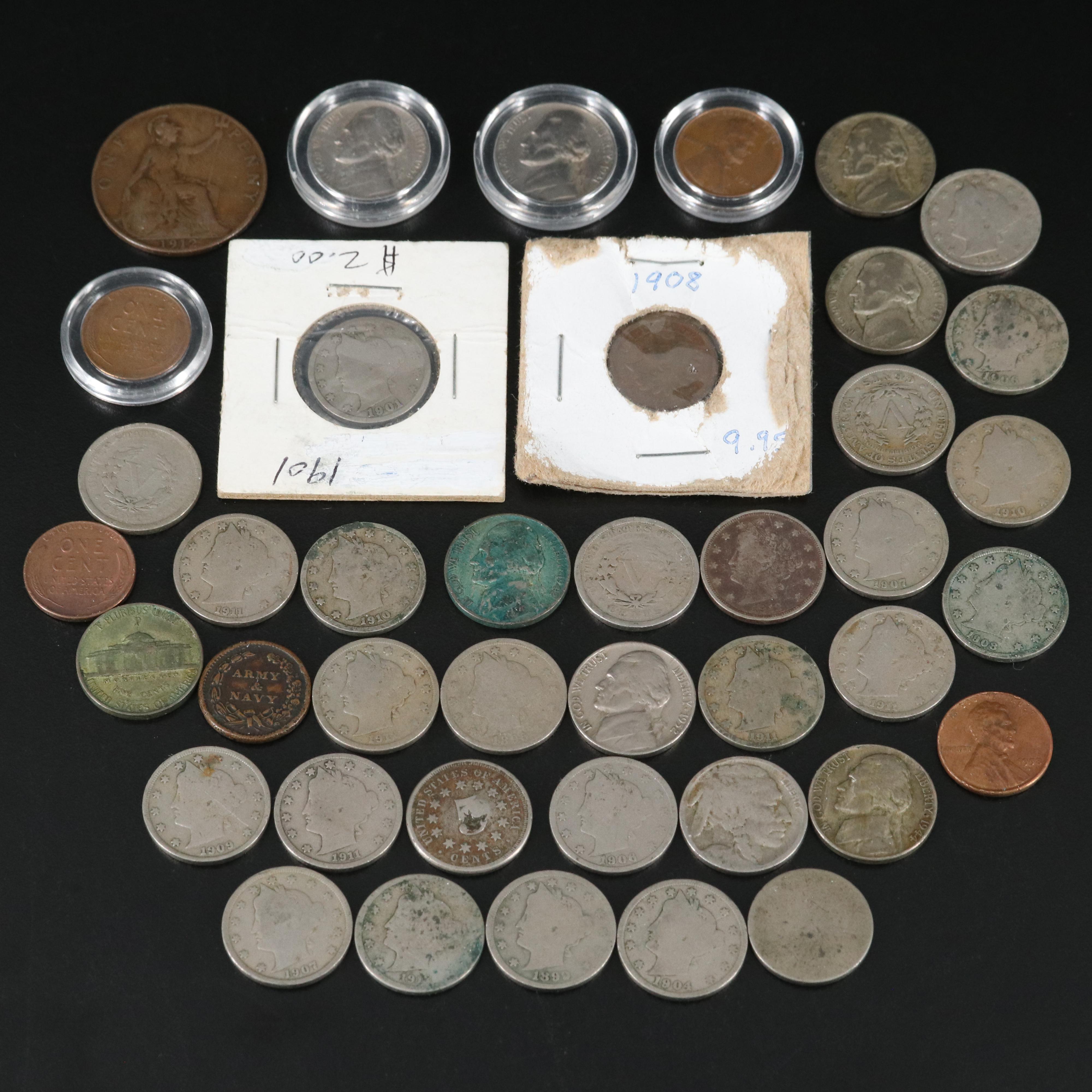 Group of U.S. Coins, Mainly Liberty Head "V" Nickels