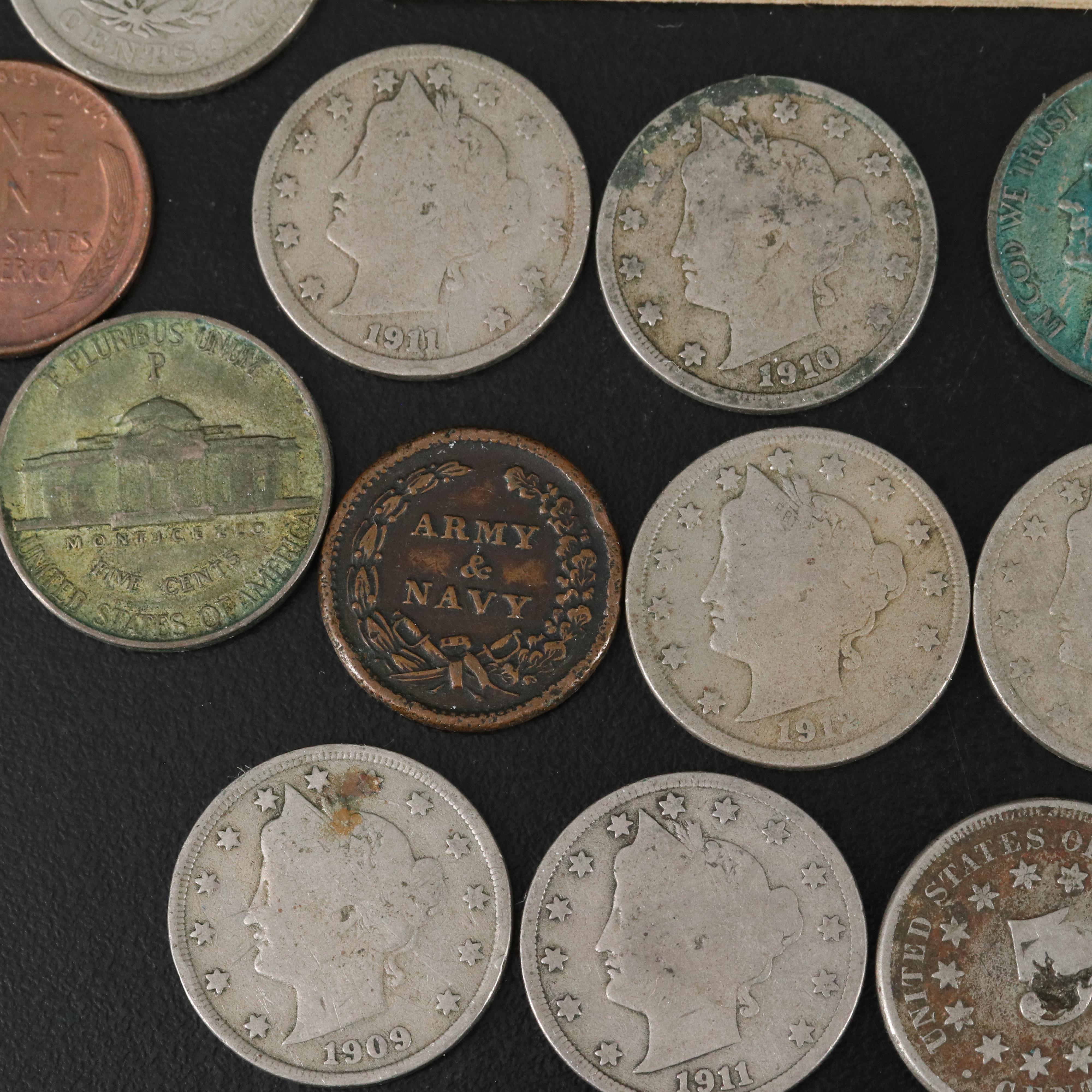 Group of U.S. Coins, Mainly Liberty Head "V" Nickels