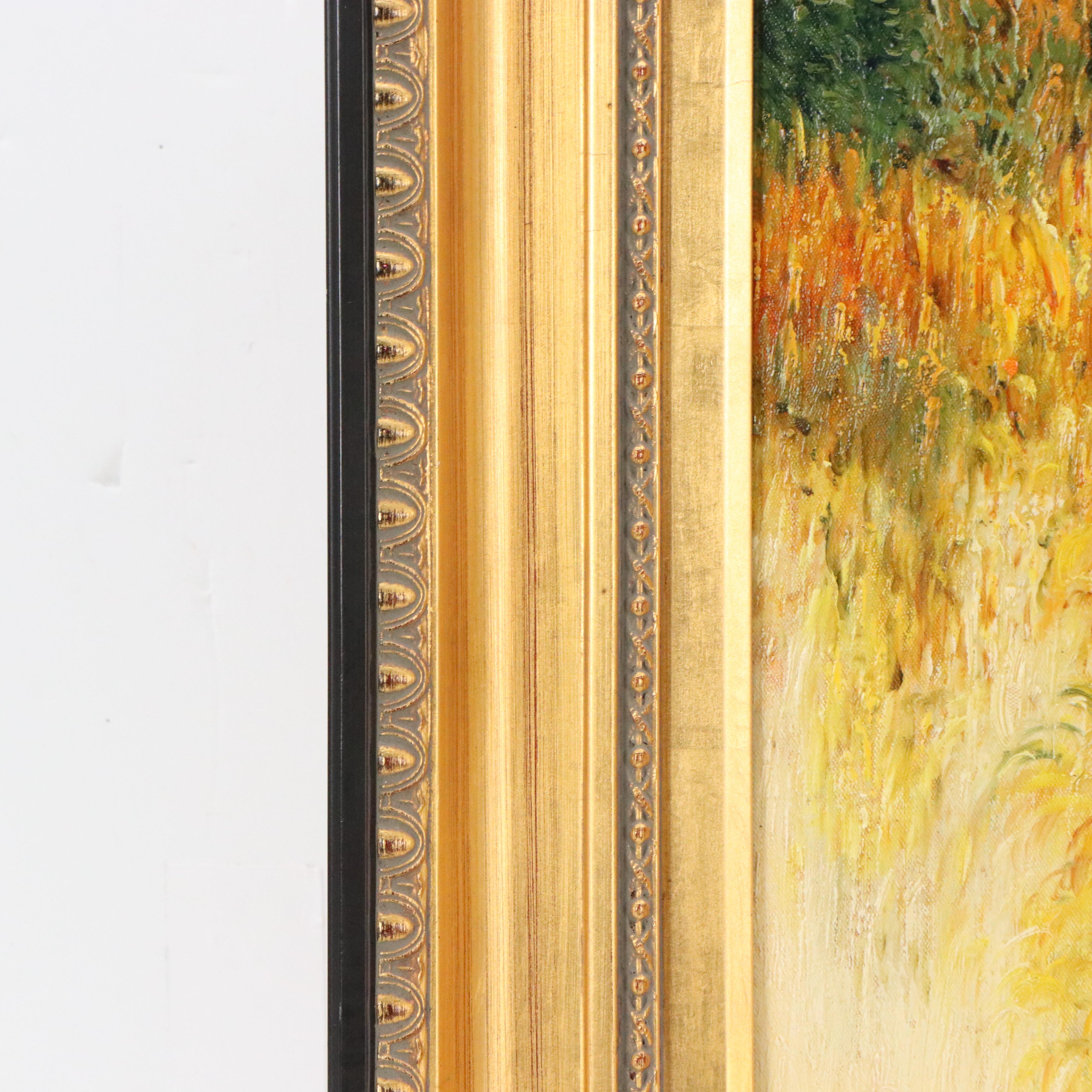 F. Sammy Countryside Farmhouse Oil Painting, Late 20th Century