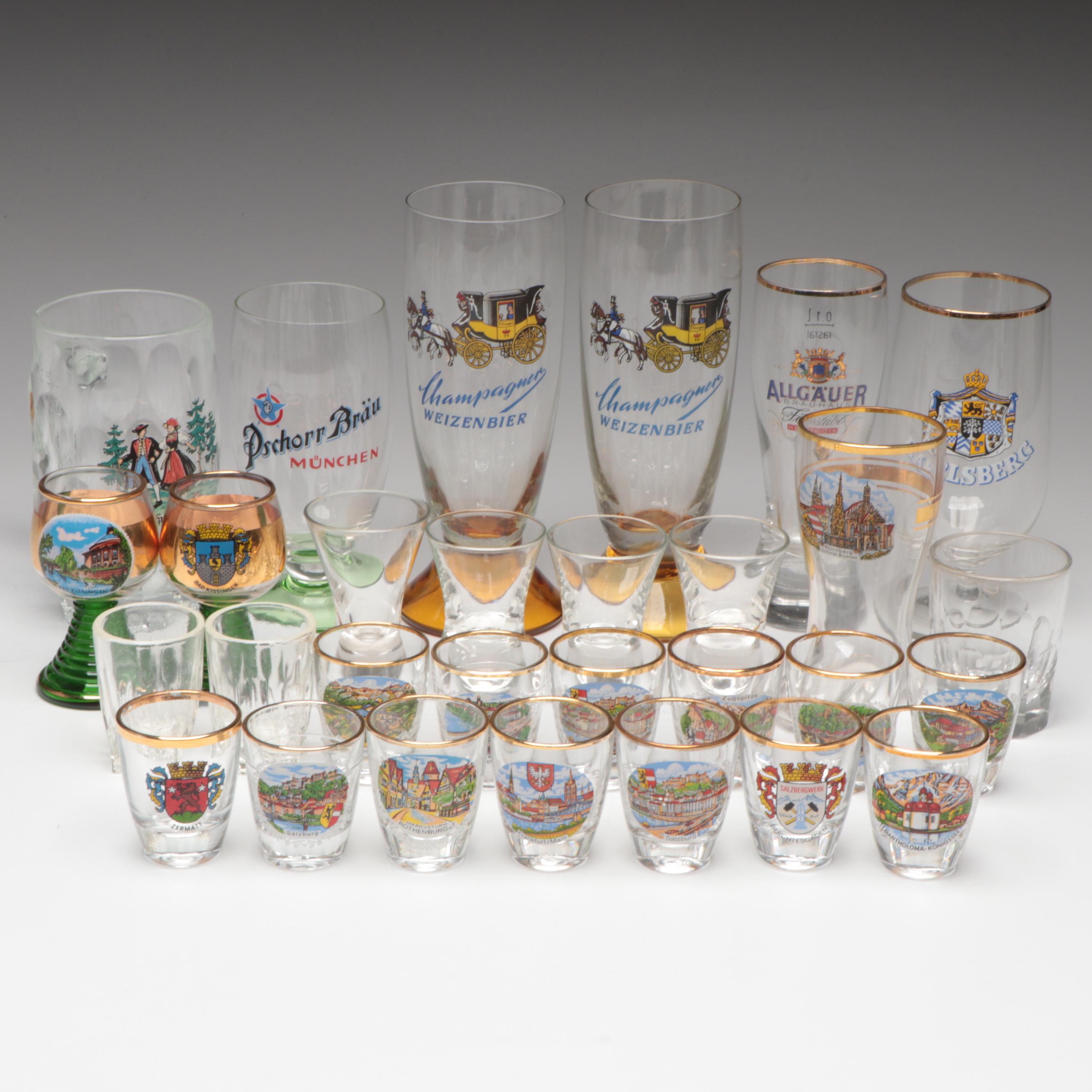 German Glass Boot-Shaped Beer Glass with More Souvenir Glass Drinkware