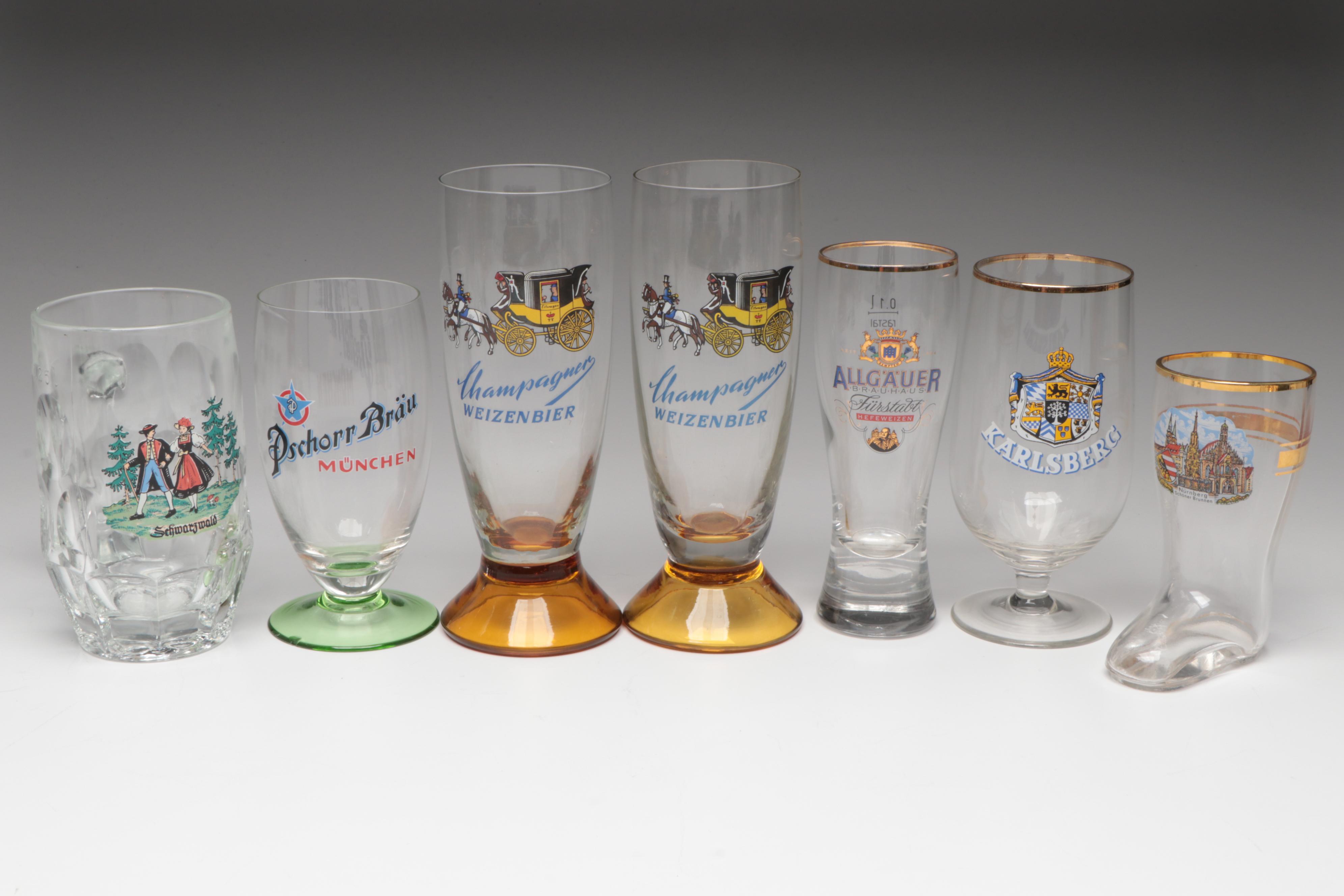 German Glass Boot-Shaped Beer Glass with More Souvenir Glass Drinkware