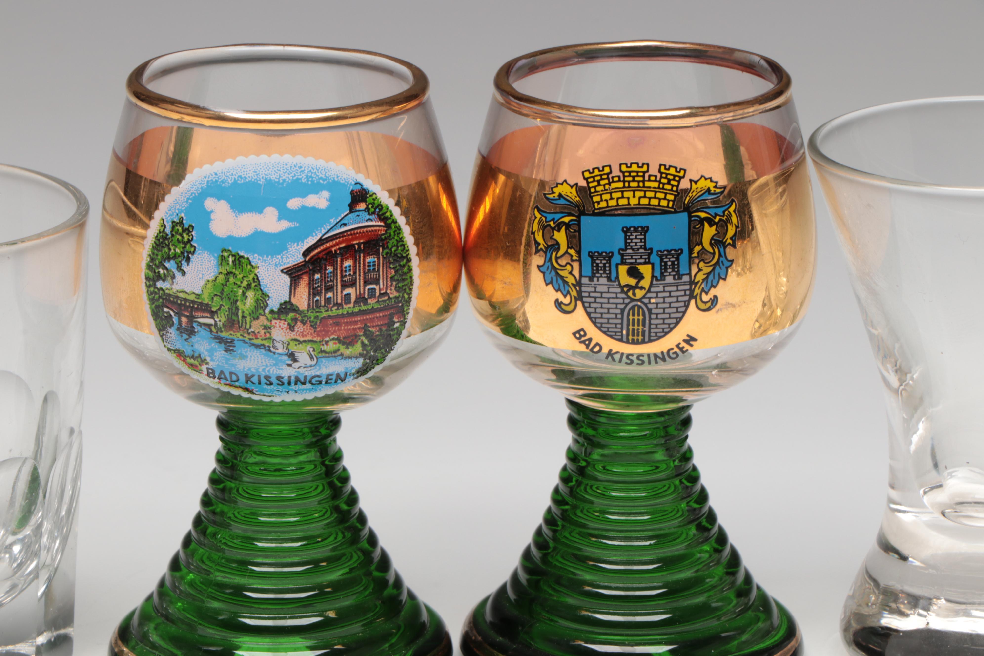 German Glass Boot-Shaped Beer Glass with More Souvenir Glass Drinkware