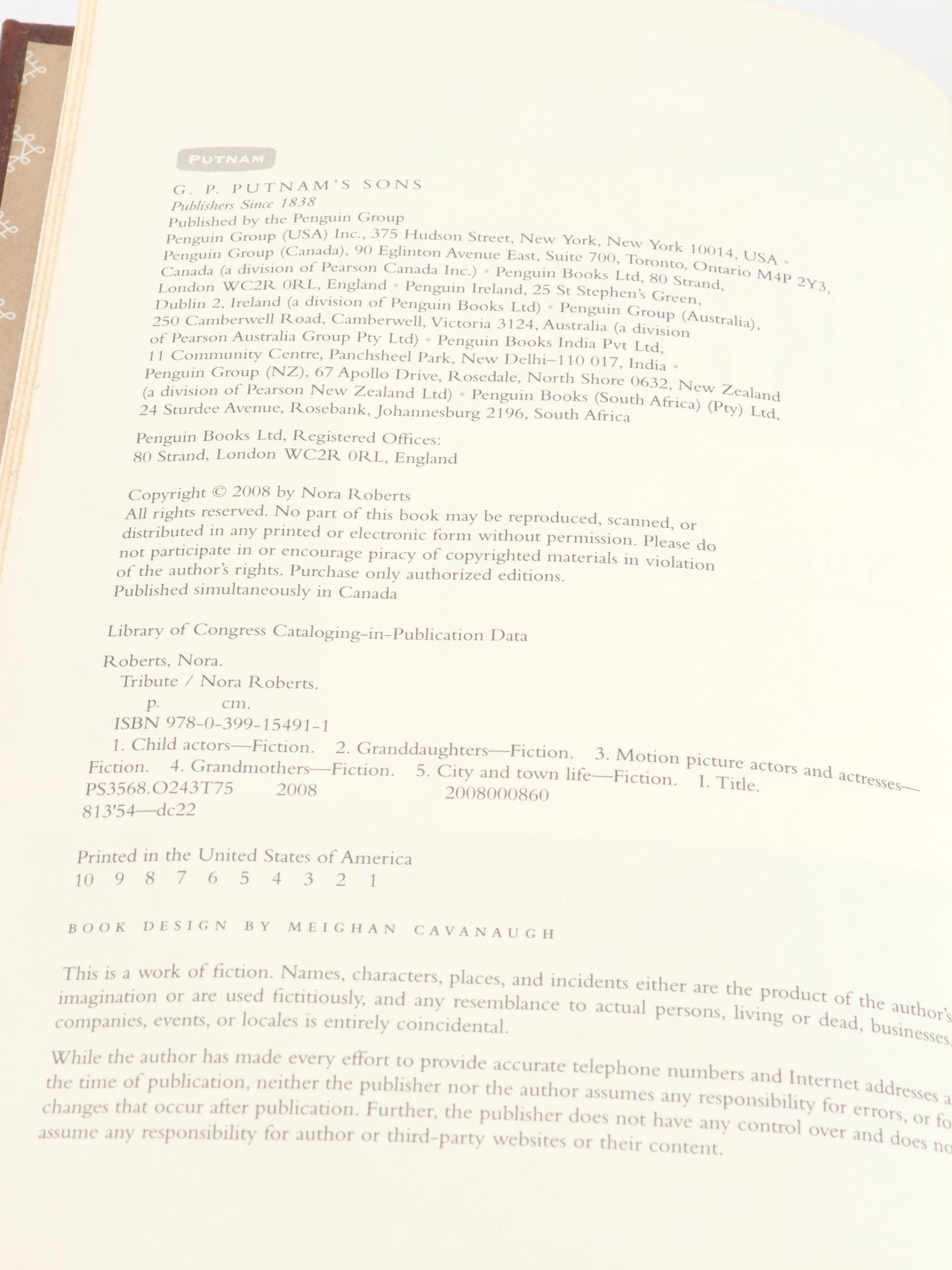 Rebound Fiction Books Including First Edition "Tribute" by Nora Roberts