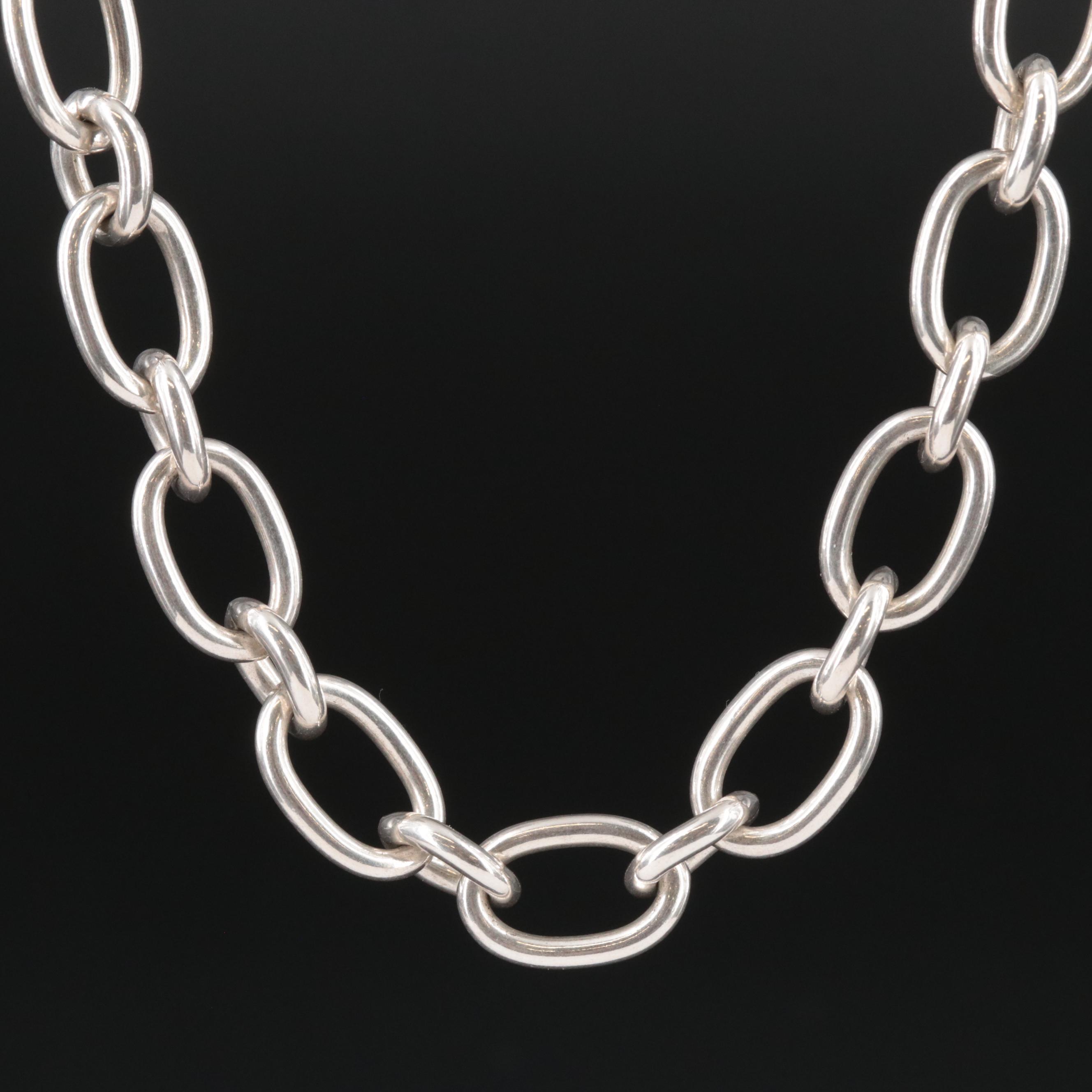 Tiffany & Co. Sterling Oval Clasping Link Necklace