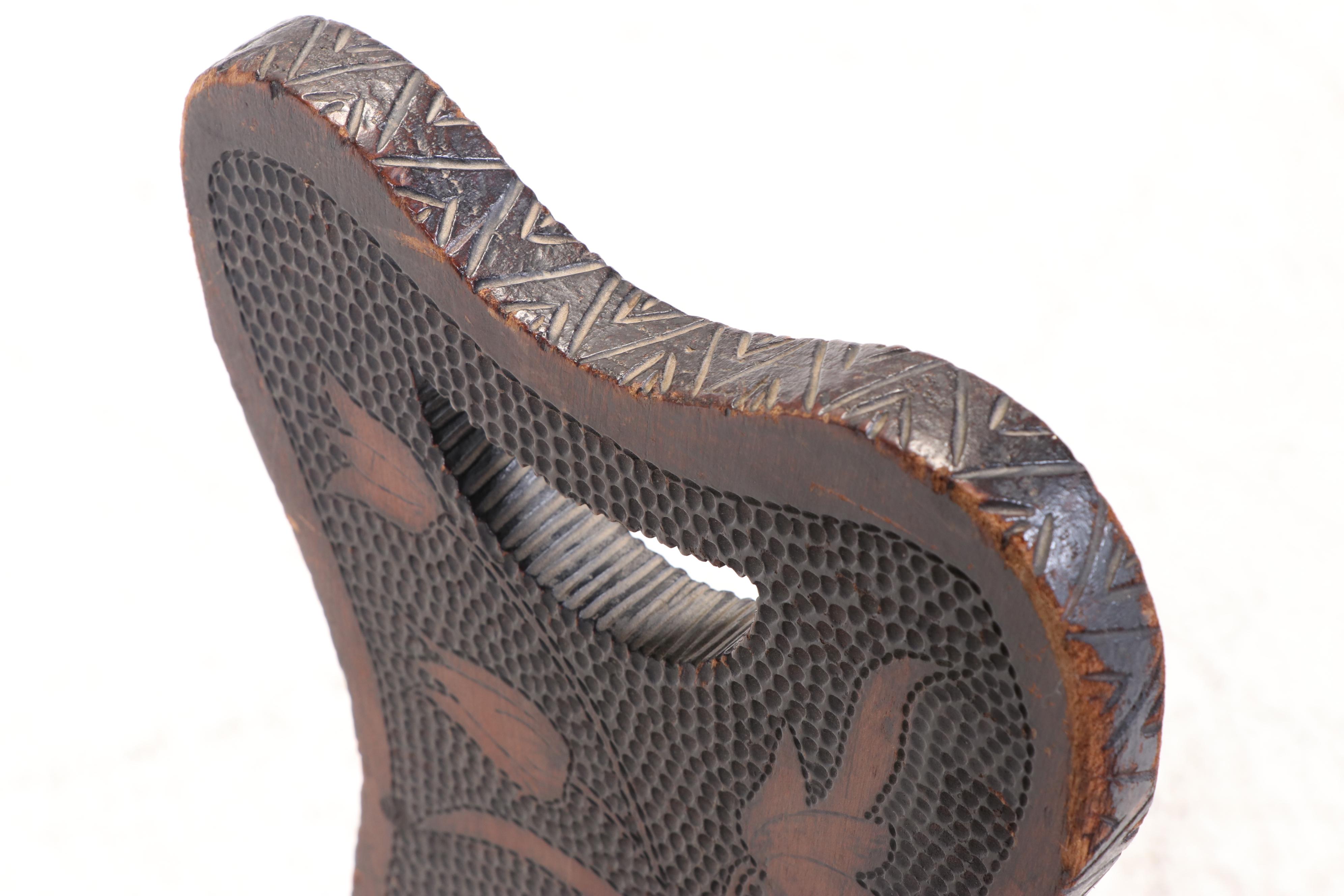 Pyrography-Decorated Spinning Chair, Early 20th Century