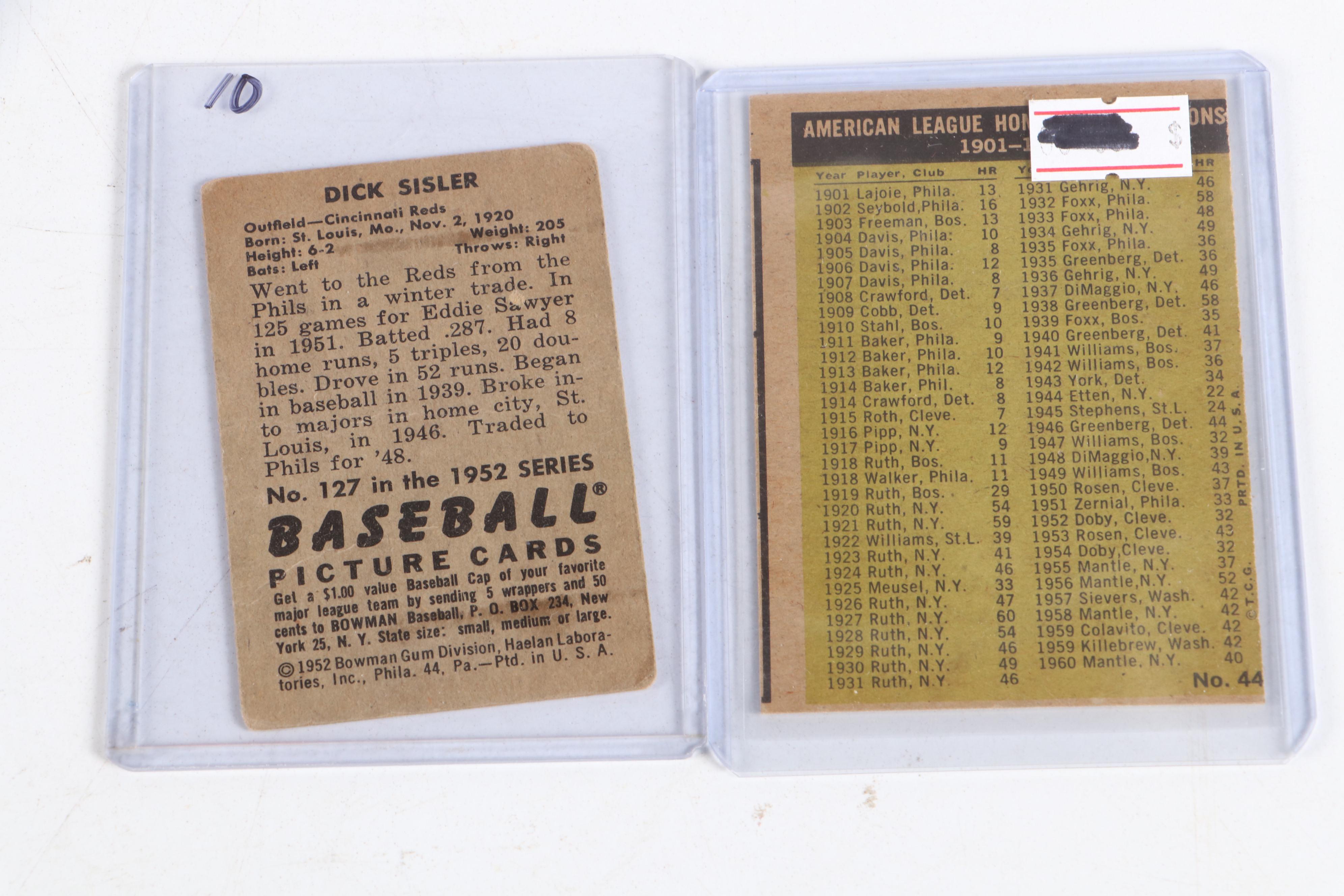 Topps and Bowman Baseball Cards Featuring Pete Rose and More, 1950s–1960s