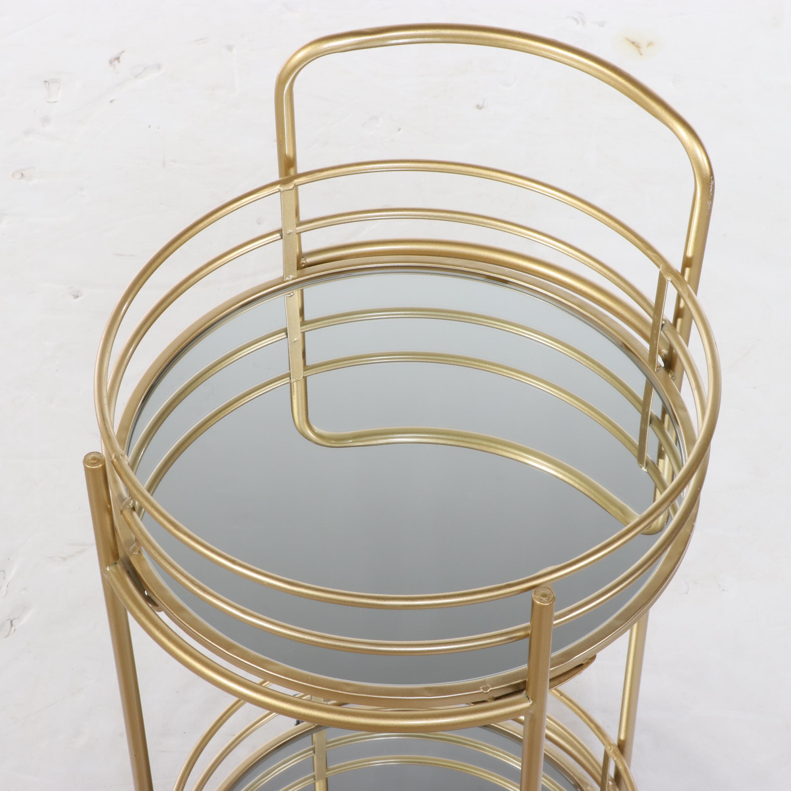 FirsTime & Co. "Joliet" Gold and Mirrored Bar Cart