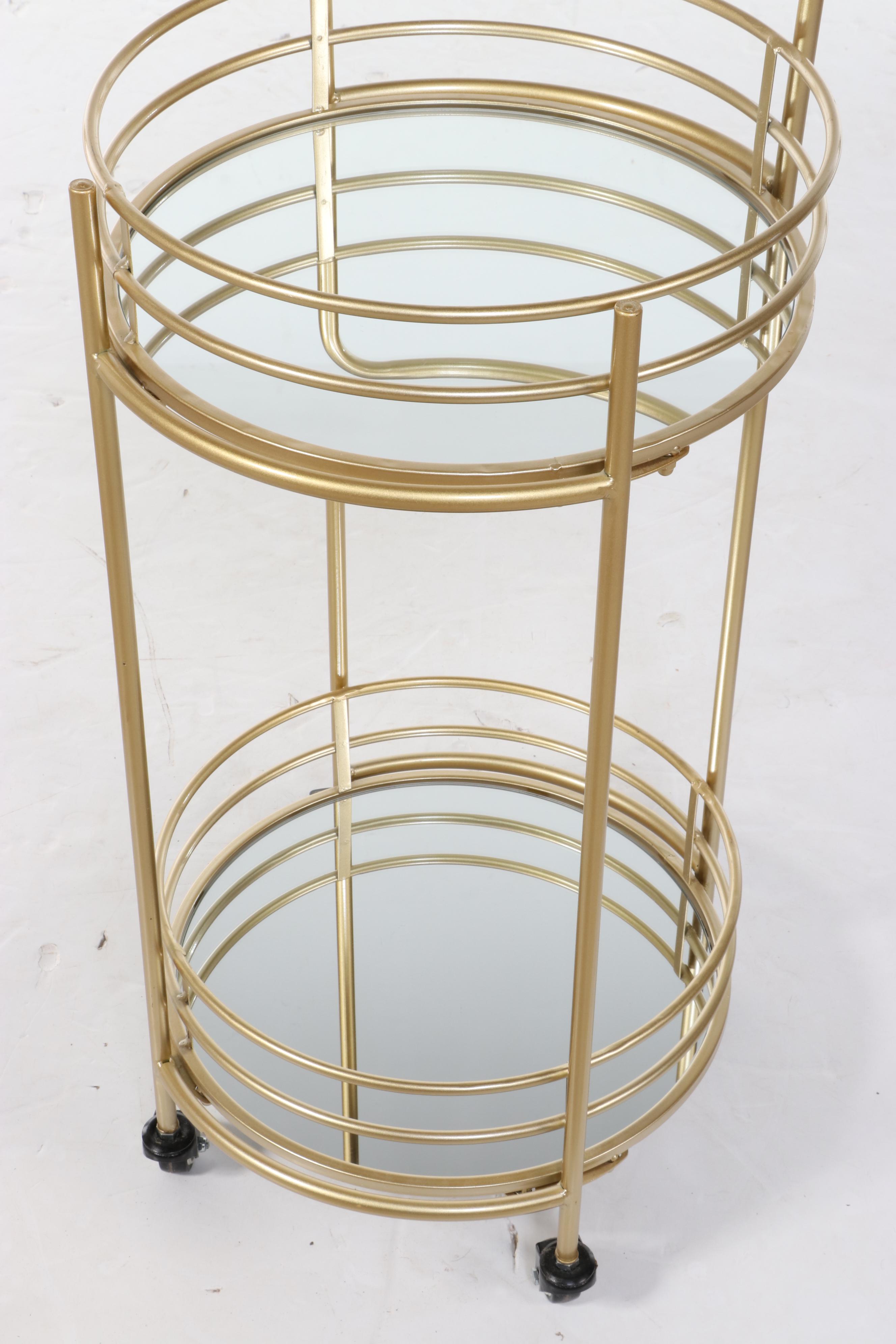 FirsTime & Co. "Joliet" Gold and Mirrored Bar Cart