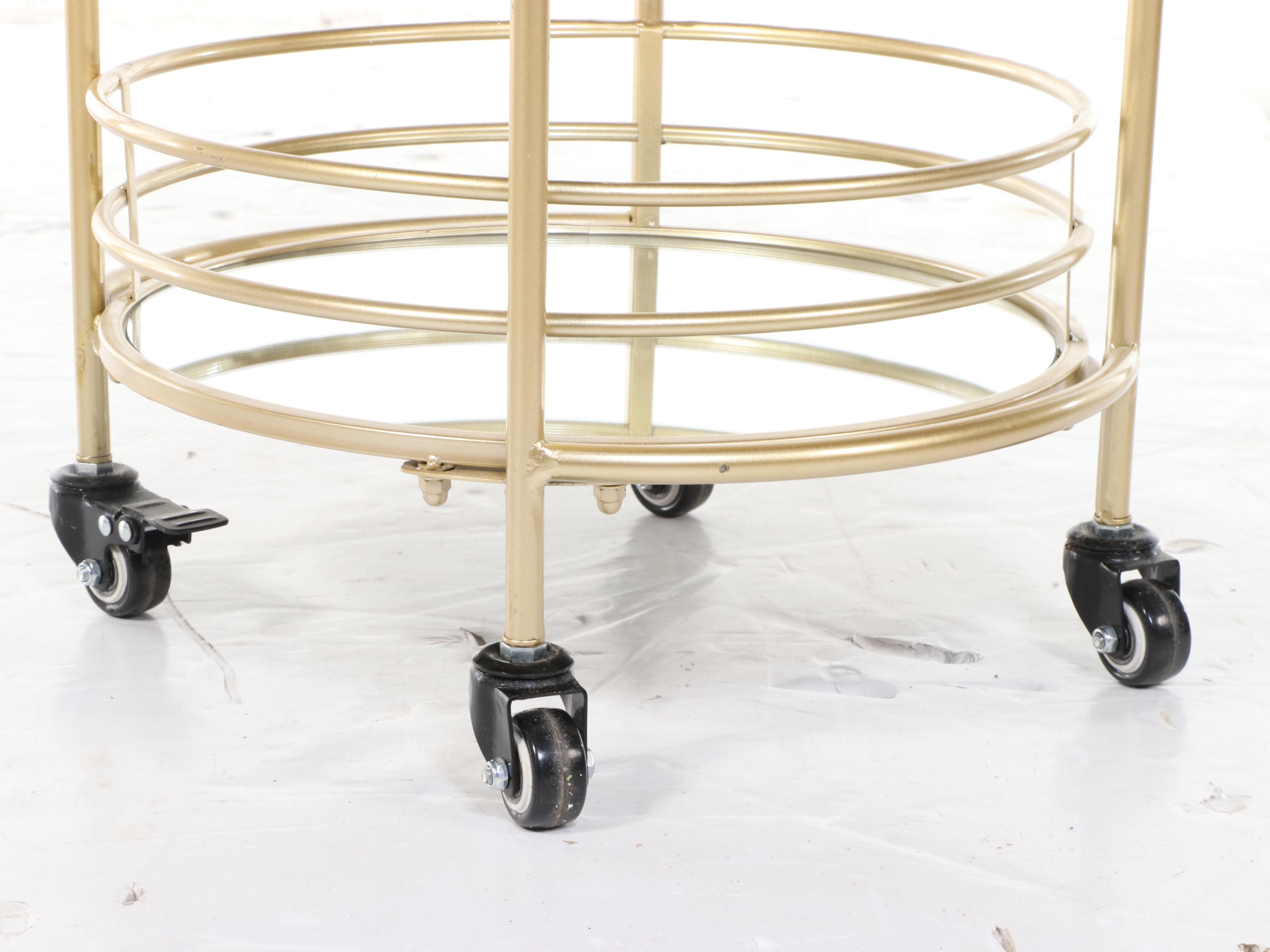 FirsTime & Co. "Joliet" Gold and Mirrored Bar Cart