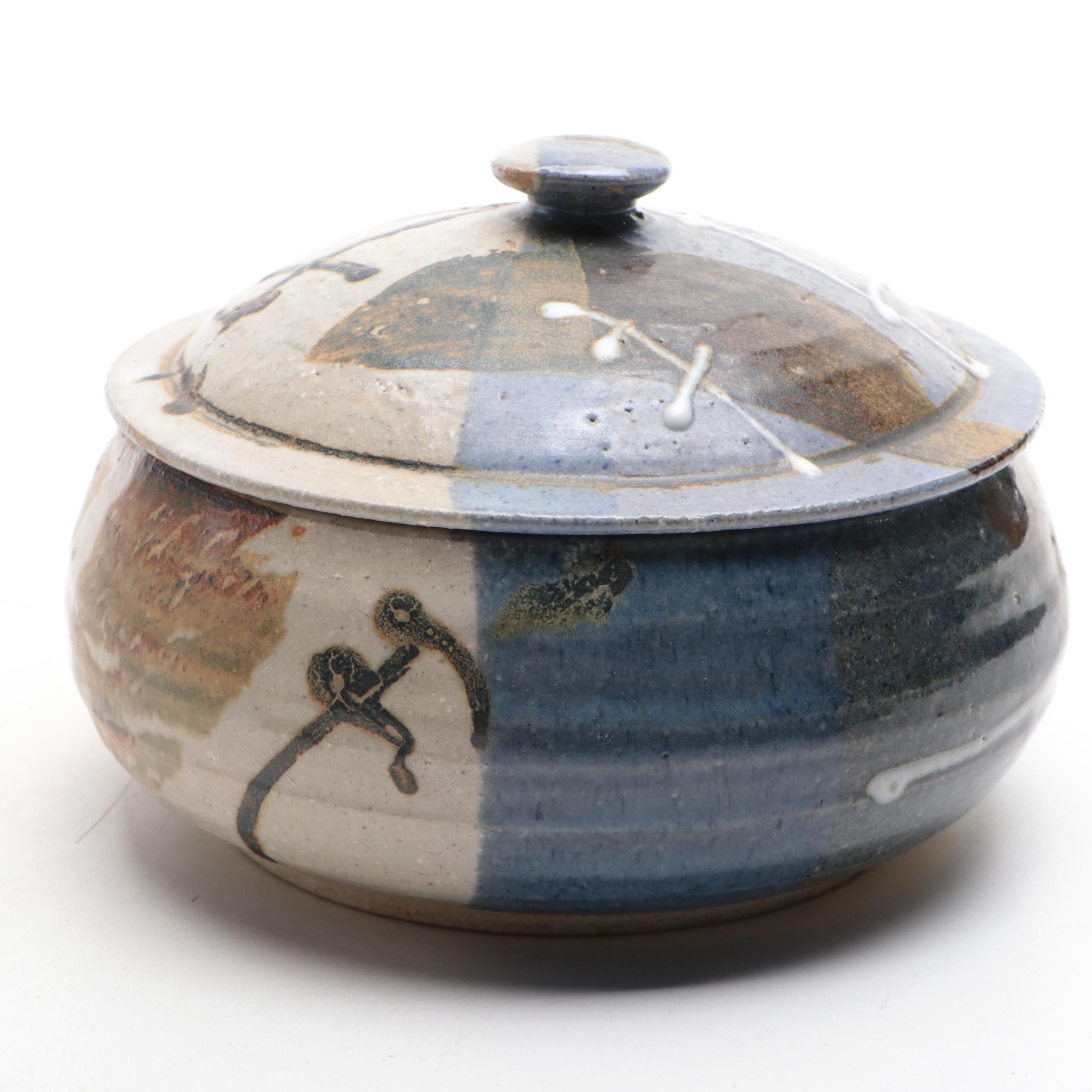 Christopher Bragg Art Pottery Wheel-Thrown Stoneware Lidded Dish