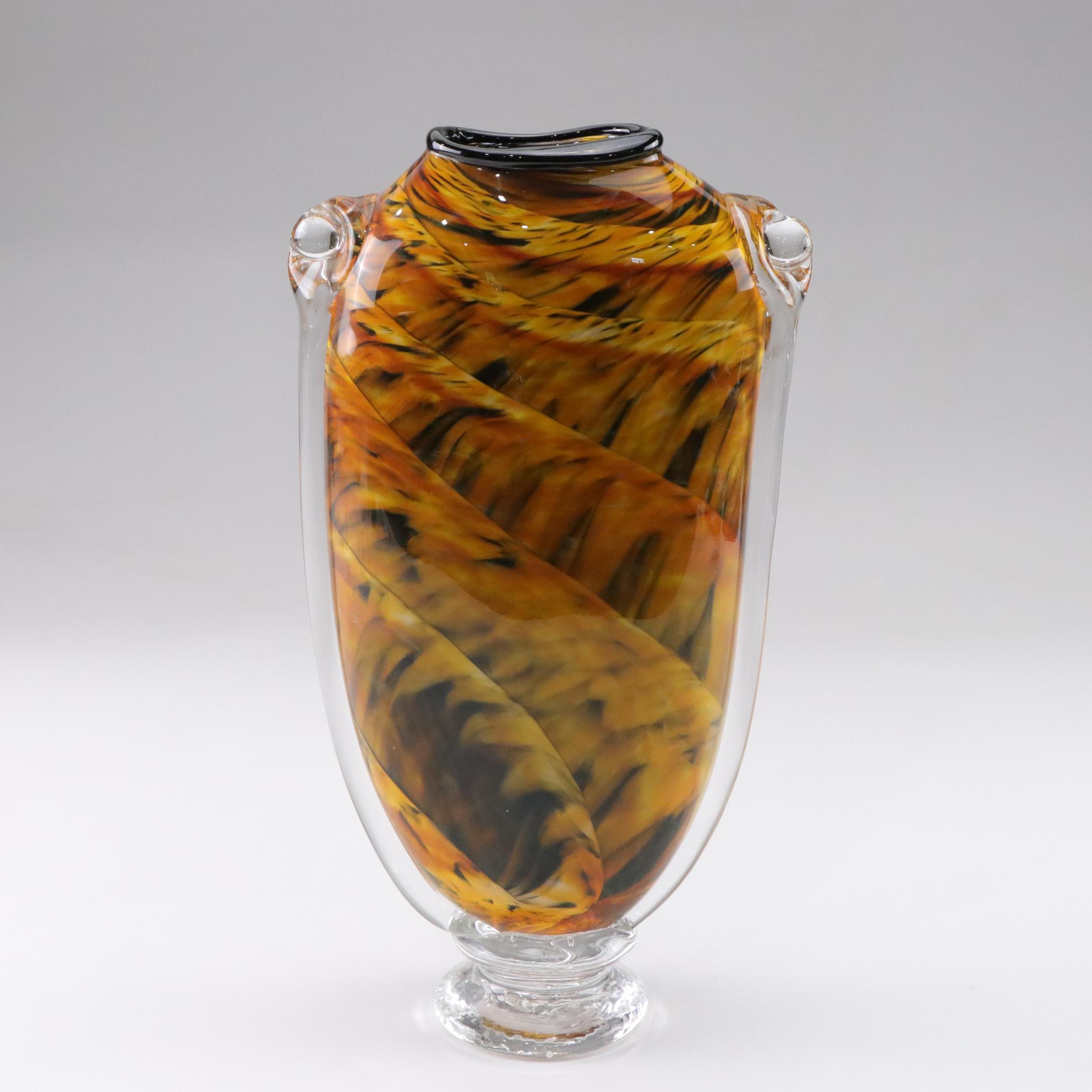 Tom Philabaum Handblown Art Glass Vase