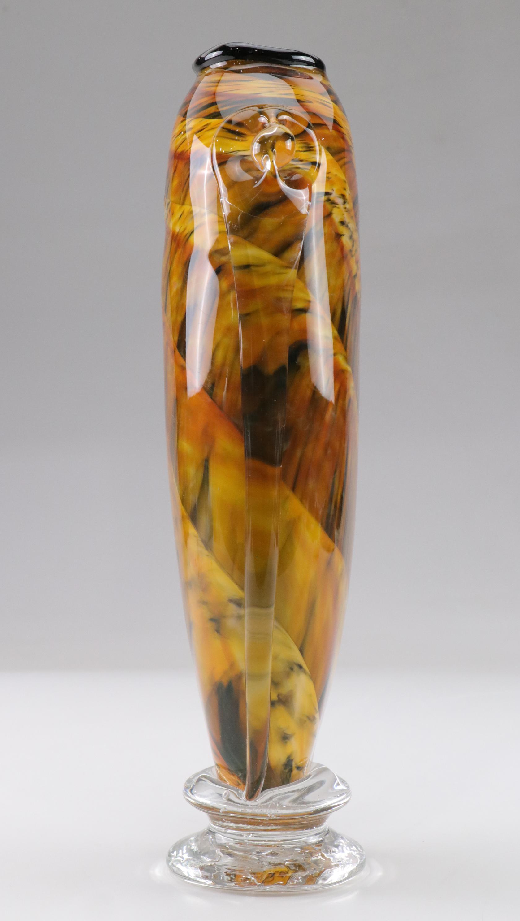 Tom Philabaum Handblown Art Glass Vase