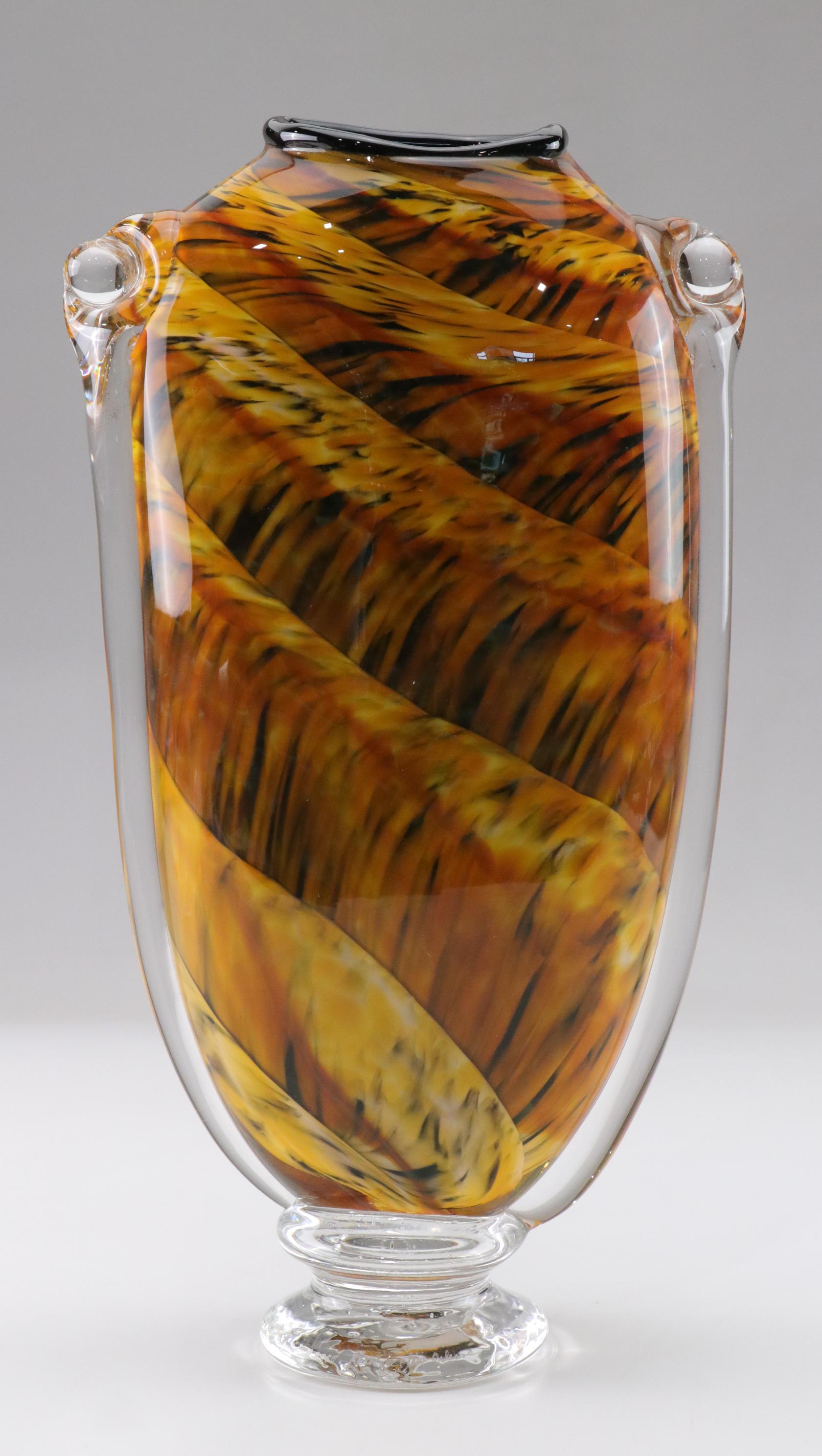 Tom Philabaum Handblown Art Glass Vase