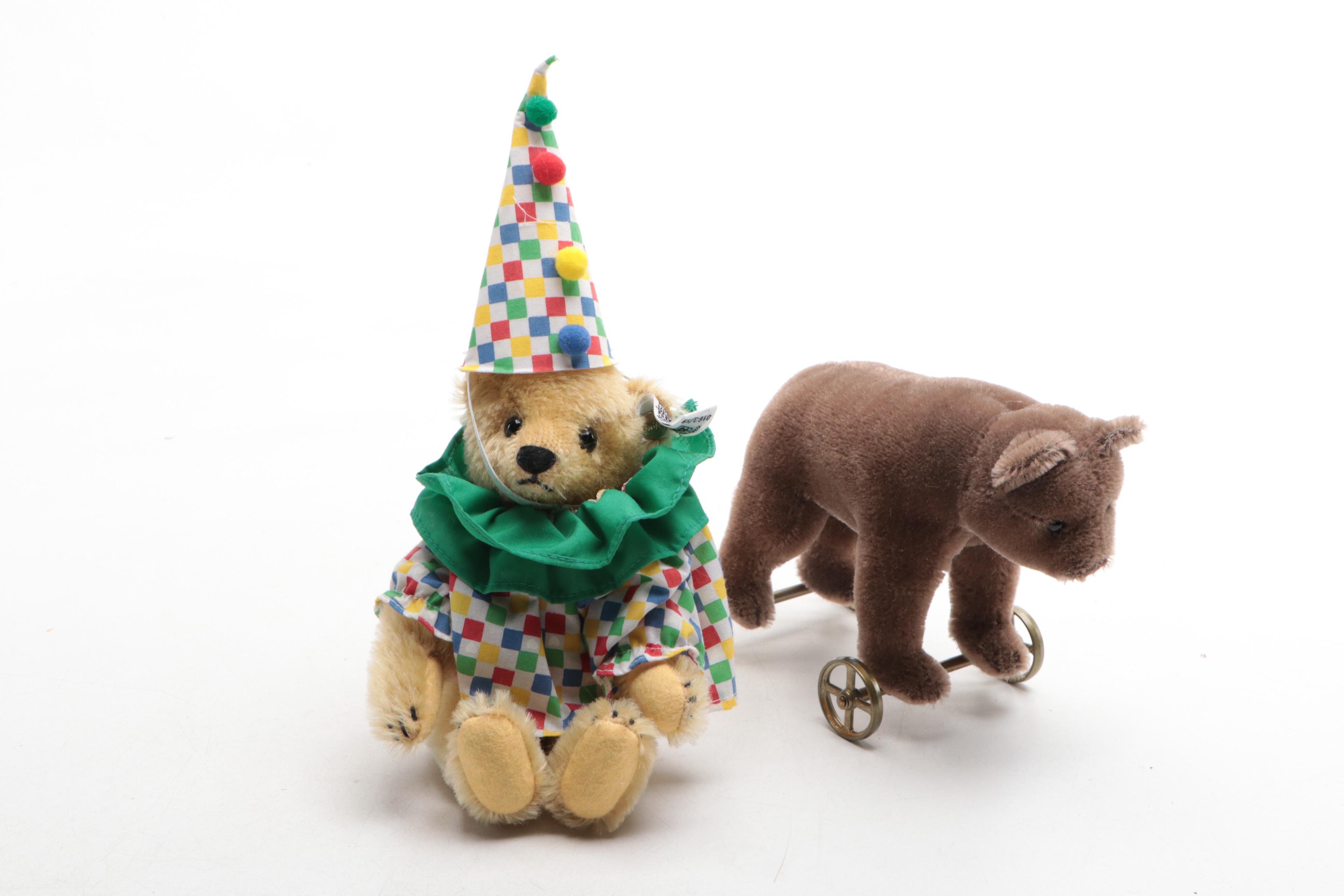 Ltd. Ed. Steiff "Teddy Clown" Mohair Stuffed Toy with More Stuffed Toys