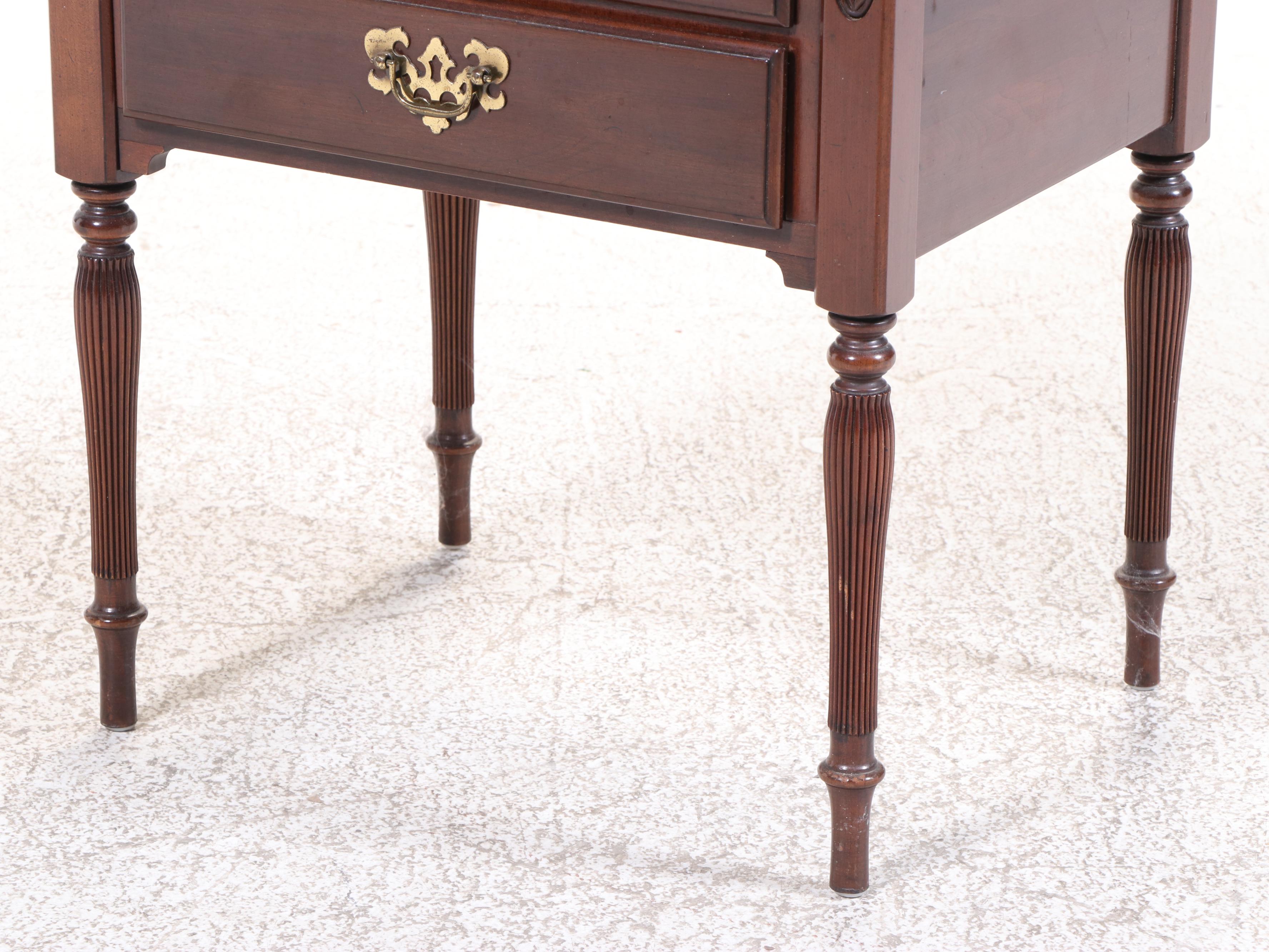 Ethan Allen Georgian Court Cherry Two-Drawer Nightstand, Mid to Late 20th C.