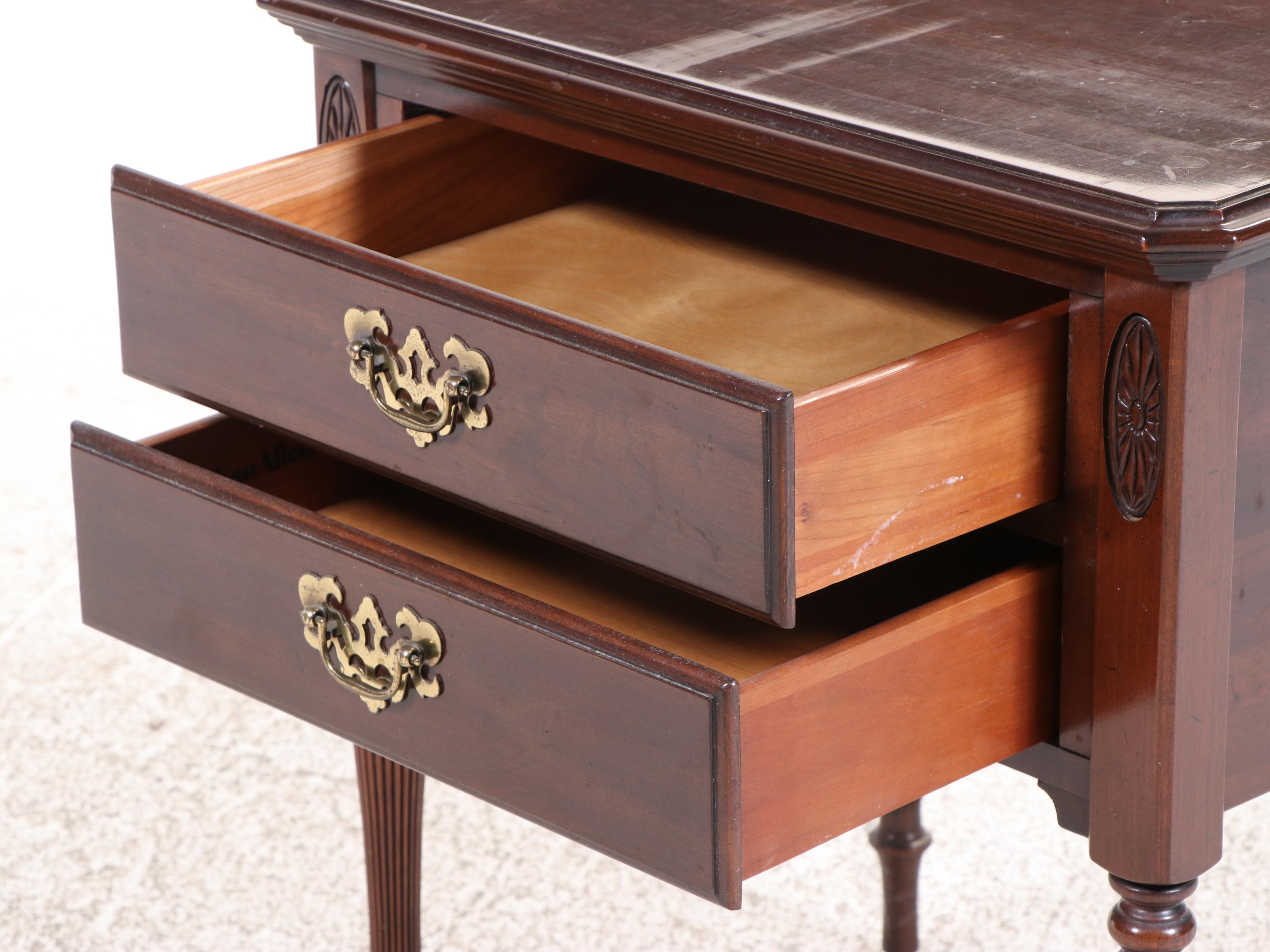 Ethan Allen Georgian Court Cherry Two-Drawer Nightstand, Mid to Late 20th C.