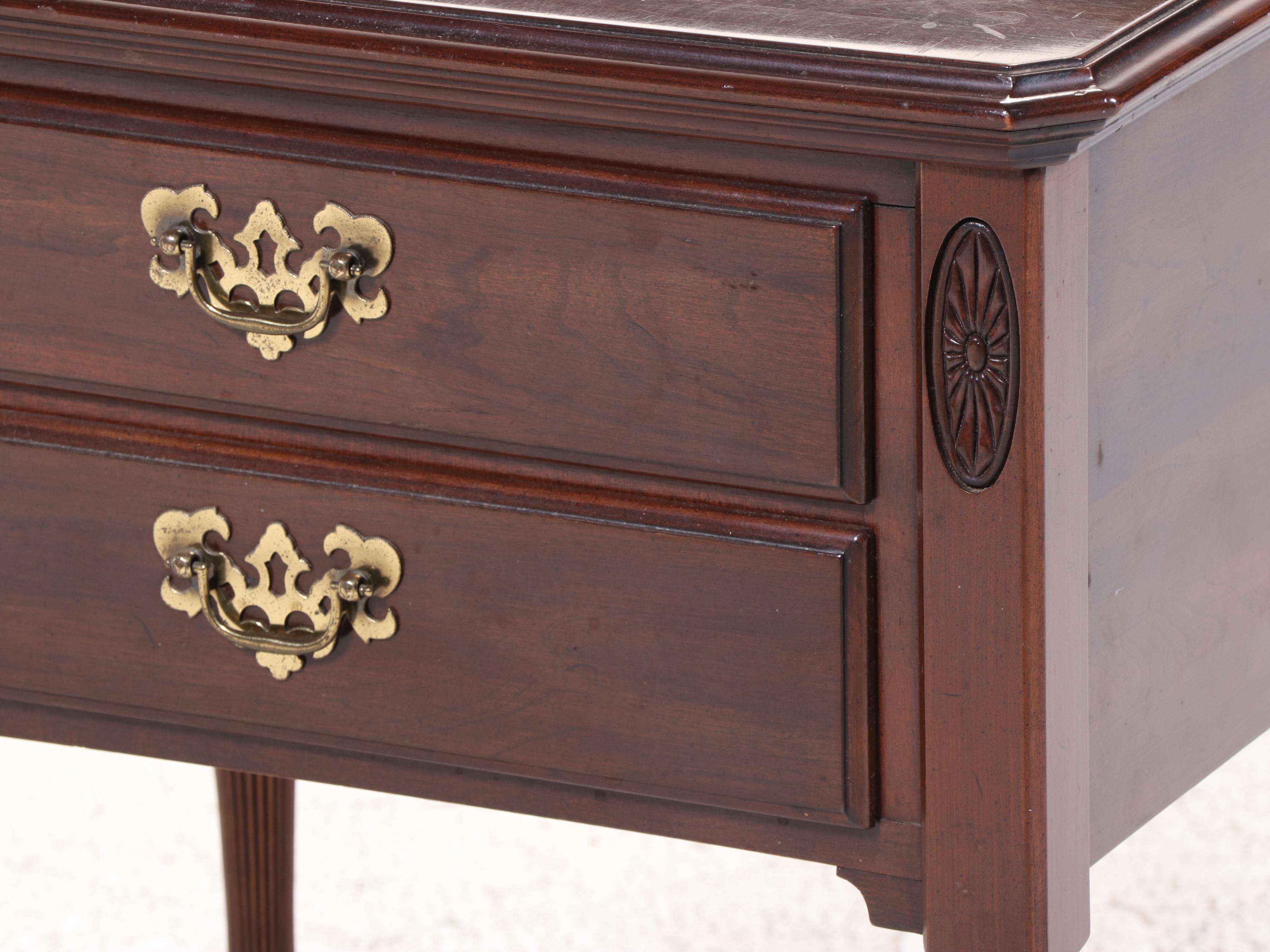 Ethan Allen Georgian Court Cherry Two-Drawer Nightstand, Mid to Late 20th C.