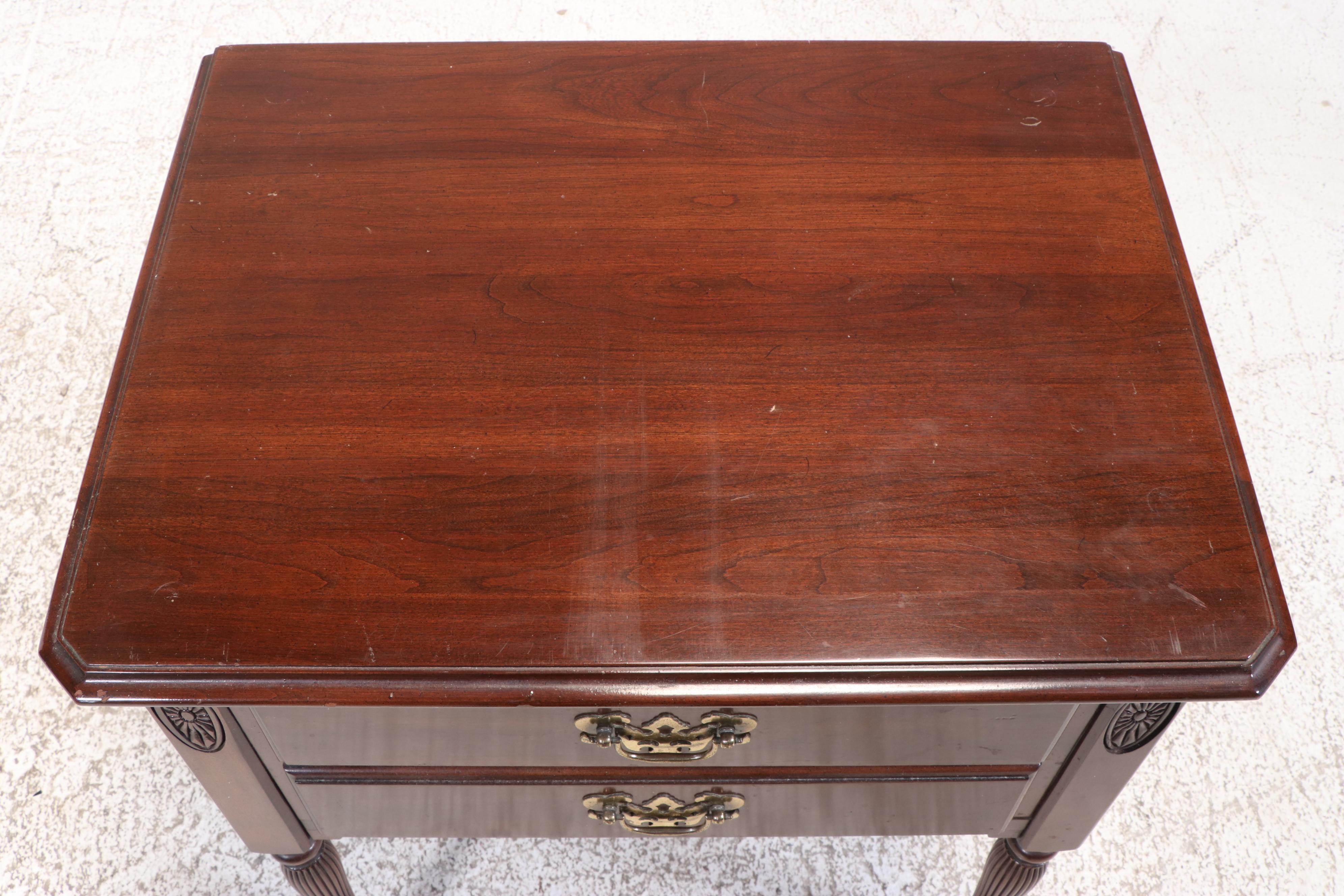 Ethan Allen Georgian Court Cherry Two-Drawer Nightstand, Mid to Late 20th C.