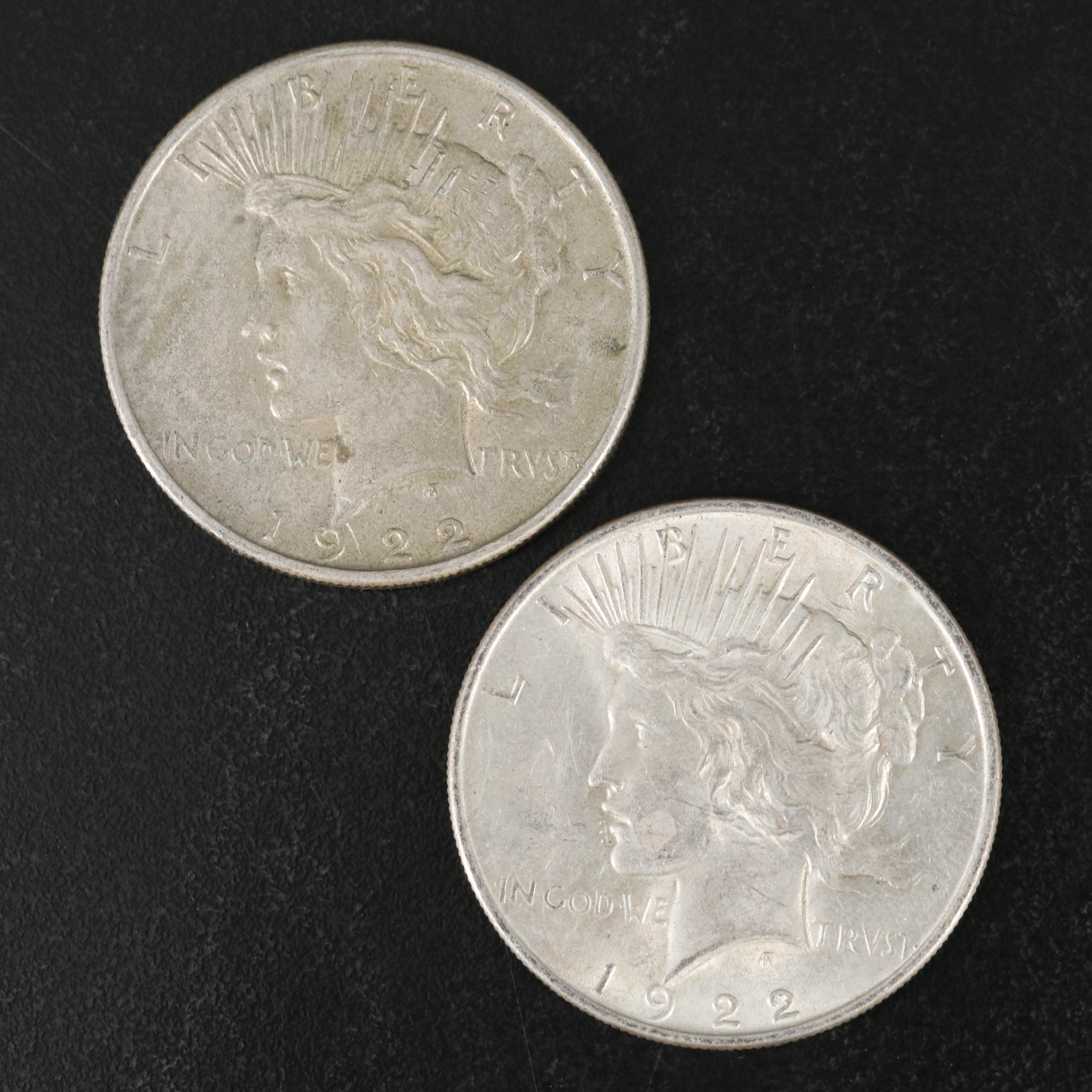 Five Peace Silver Dollars