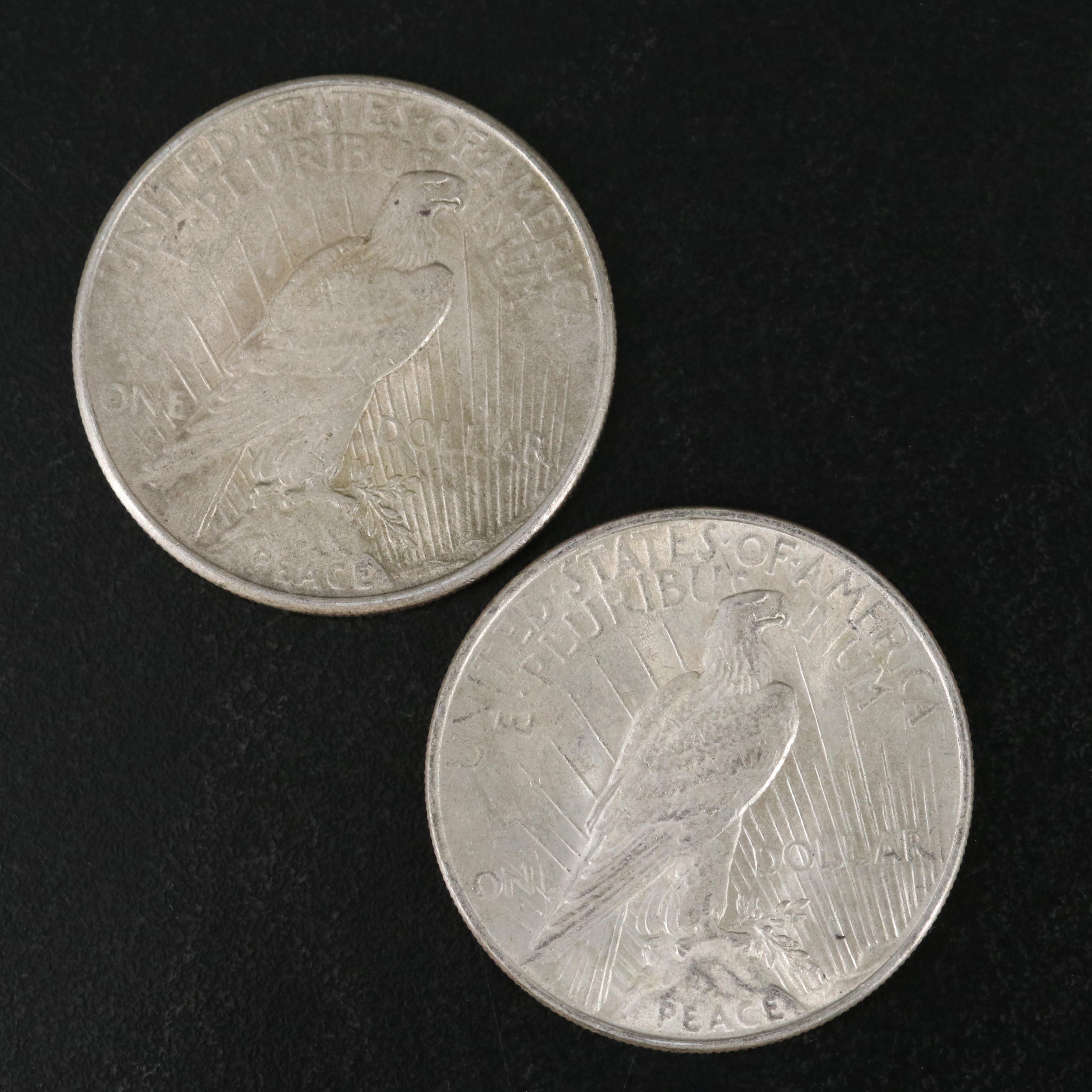 Five Peace Silver Dollars