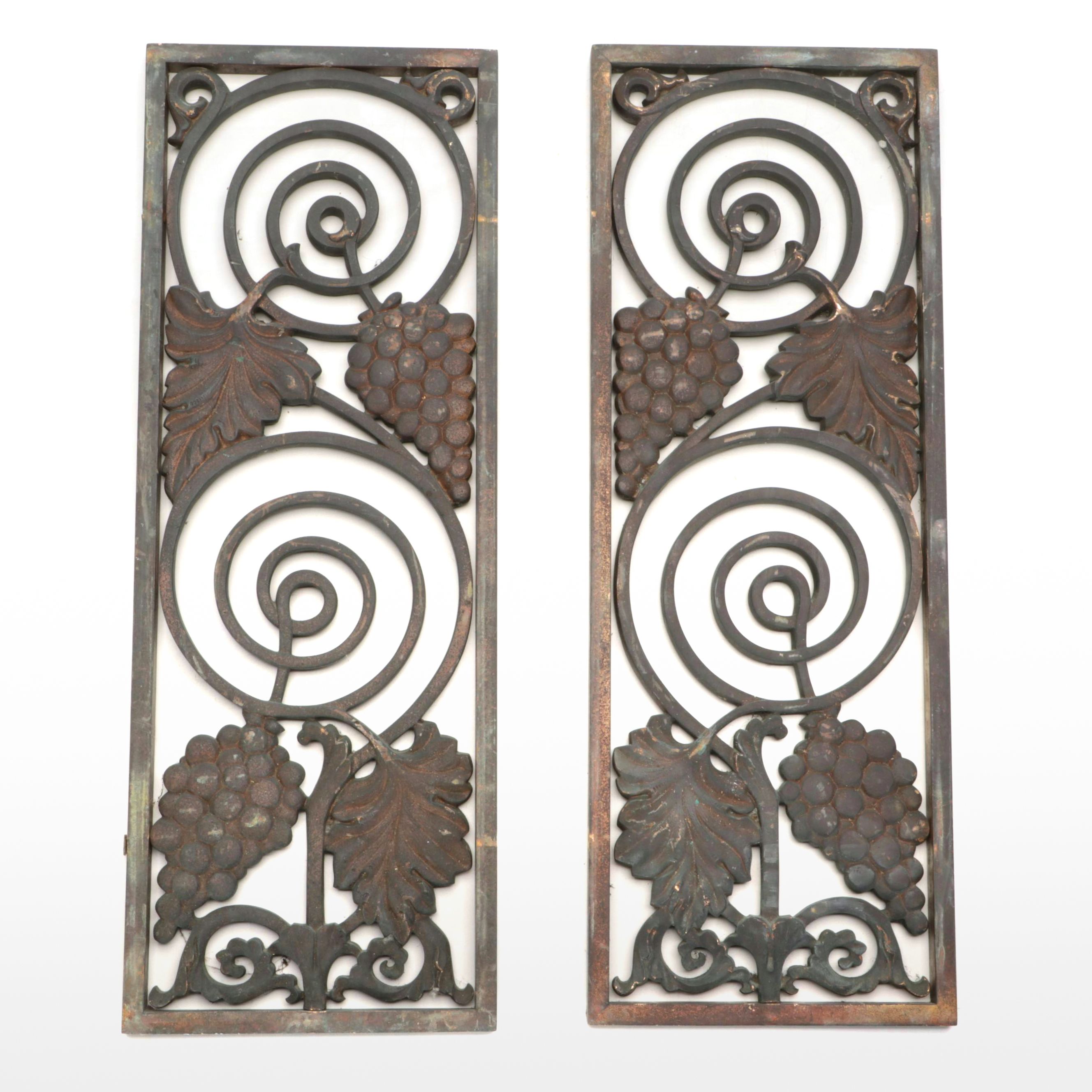 Victorian Cast Bronze Grape Motif Window Guards, Late 19th Century